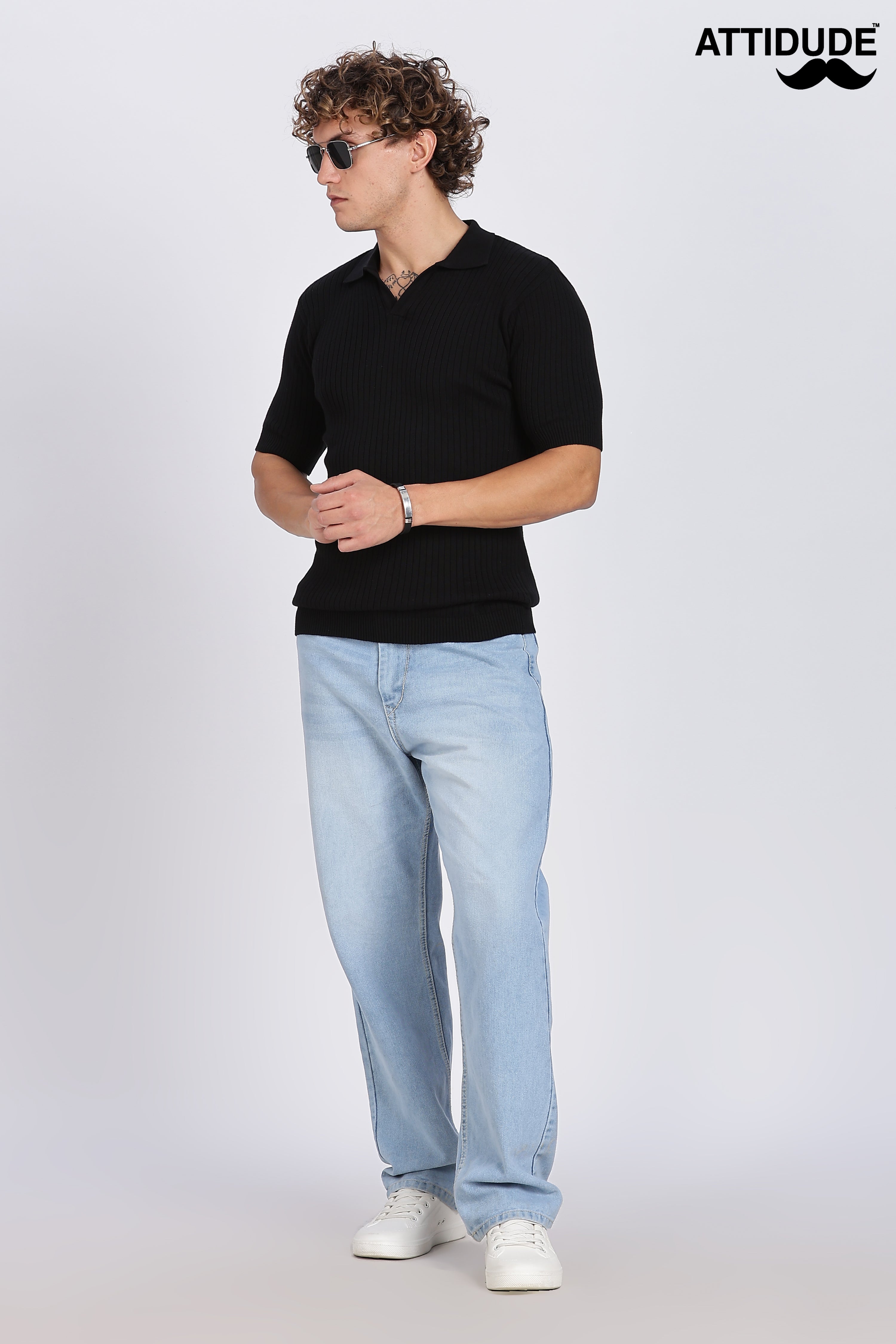 Black Heritage Ribbed Knittedted Polo