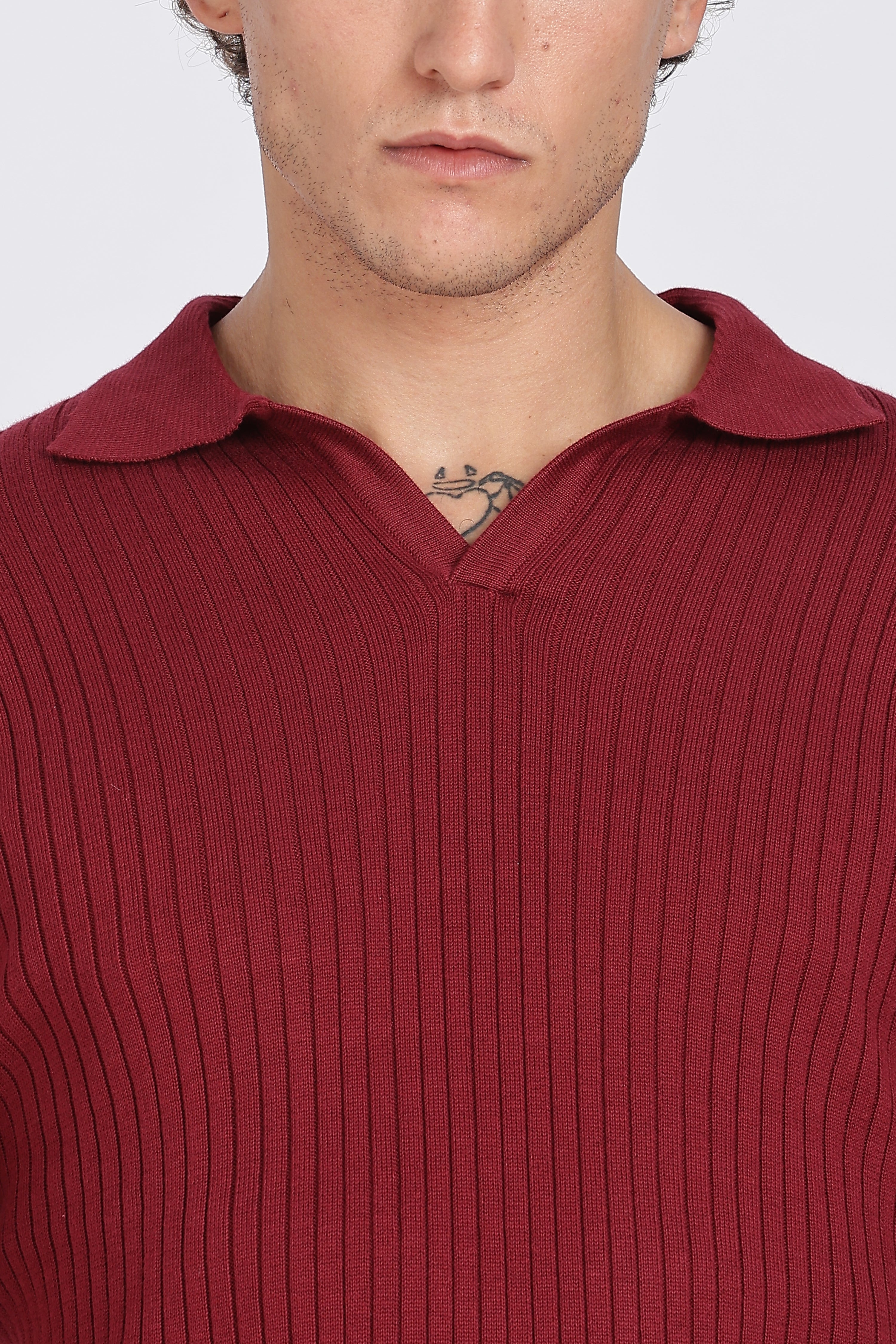 Maroon Heritage Ribbed Knitted Polo