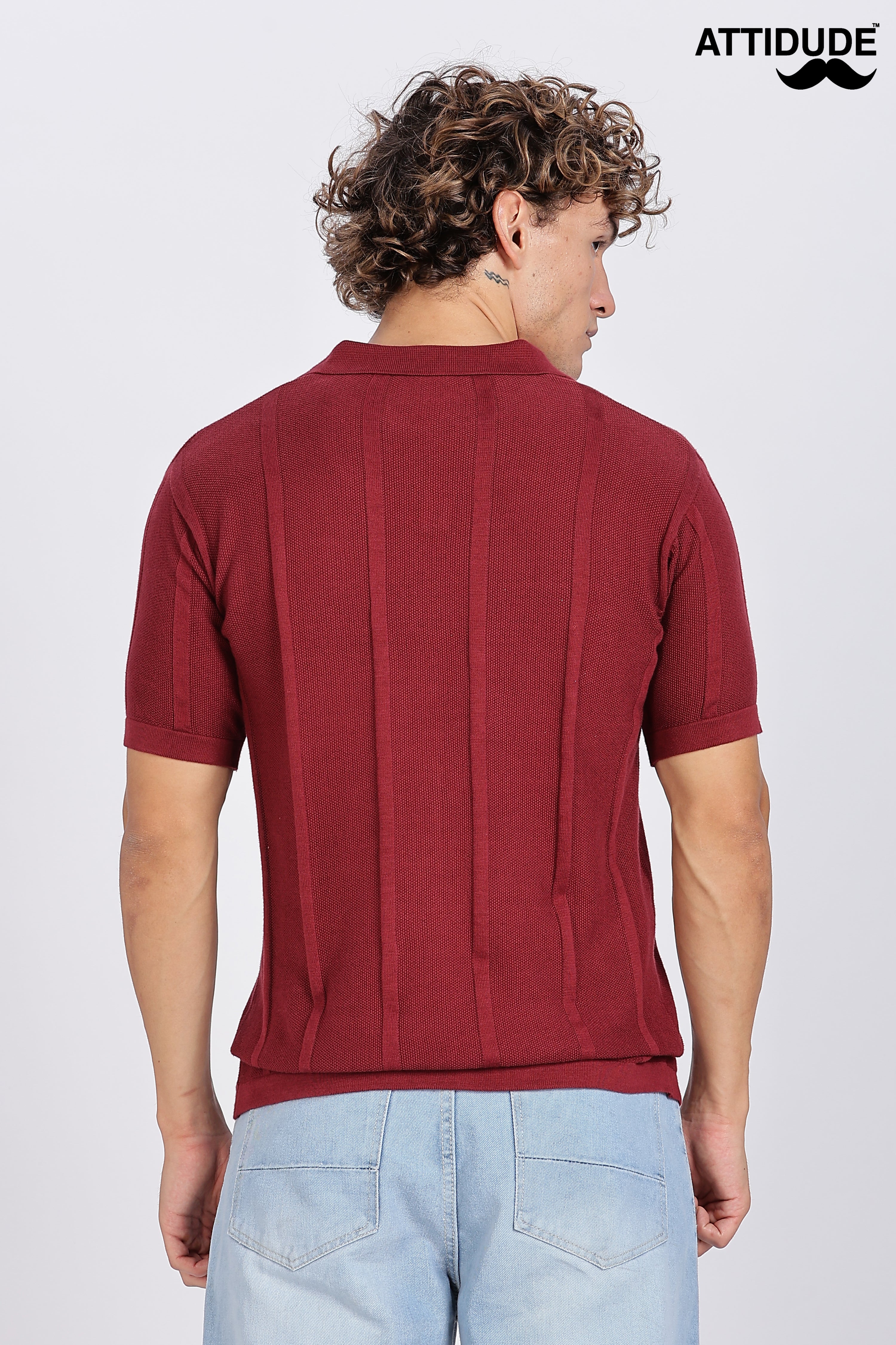 Maroon Urban Ribbed Knitted Polo