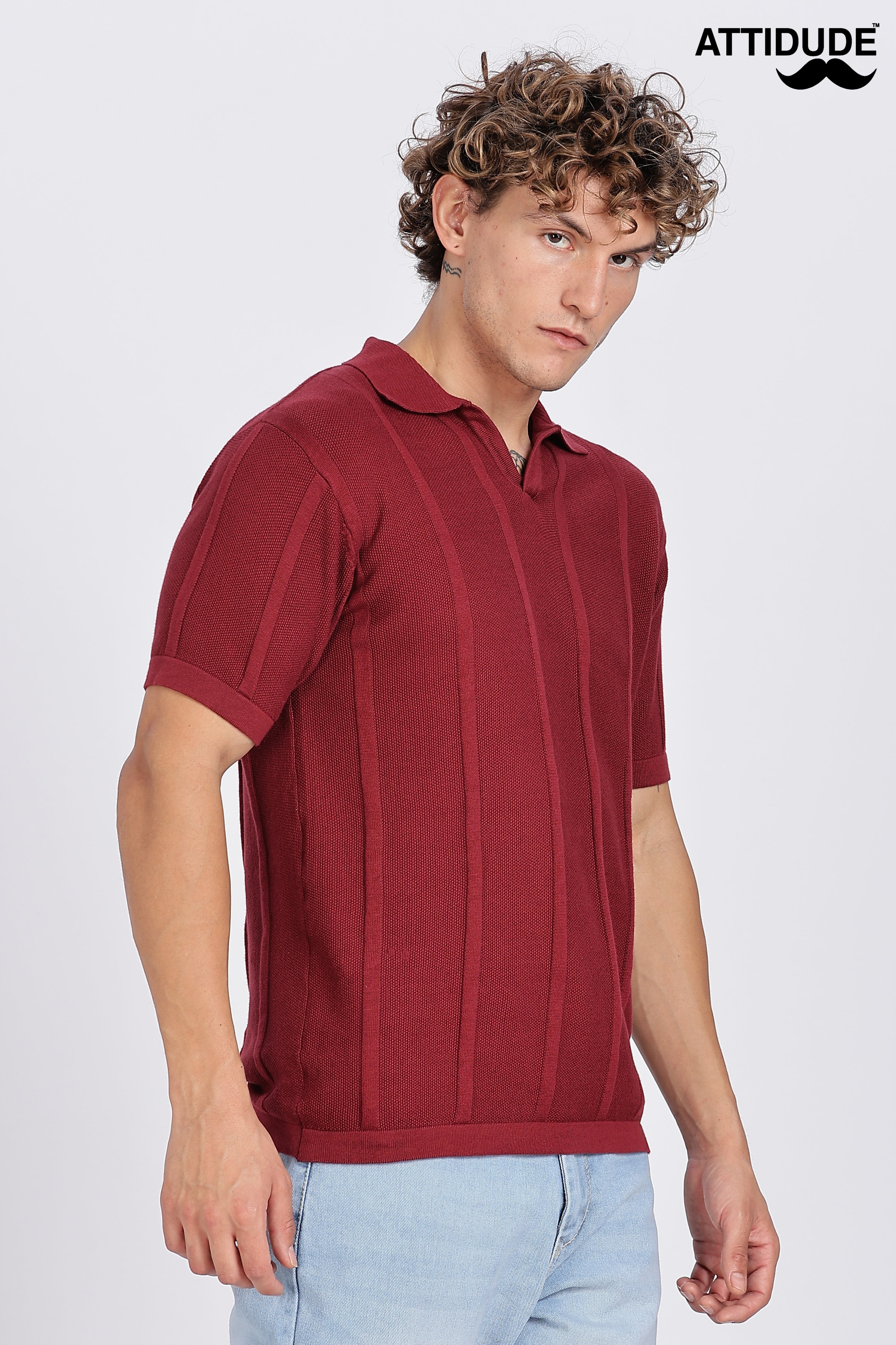 Maroon Urban Ribbed Knitted Polo