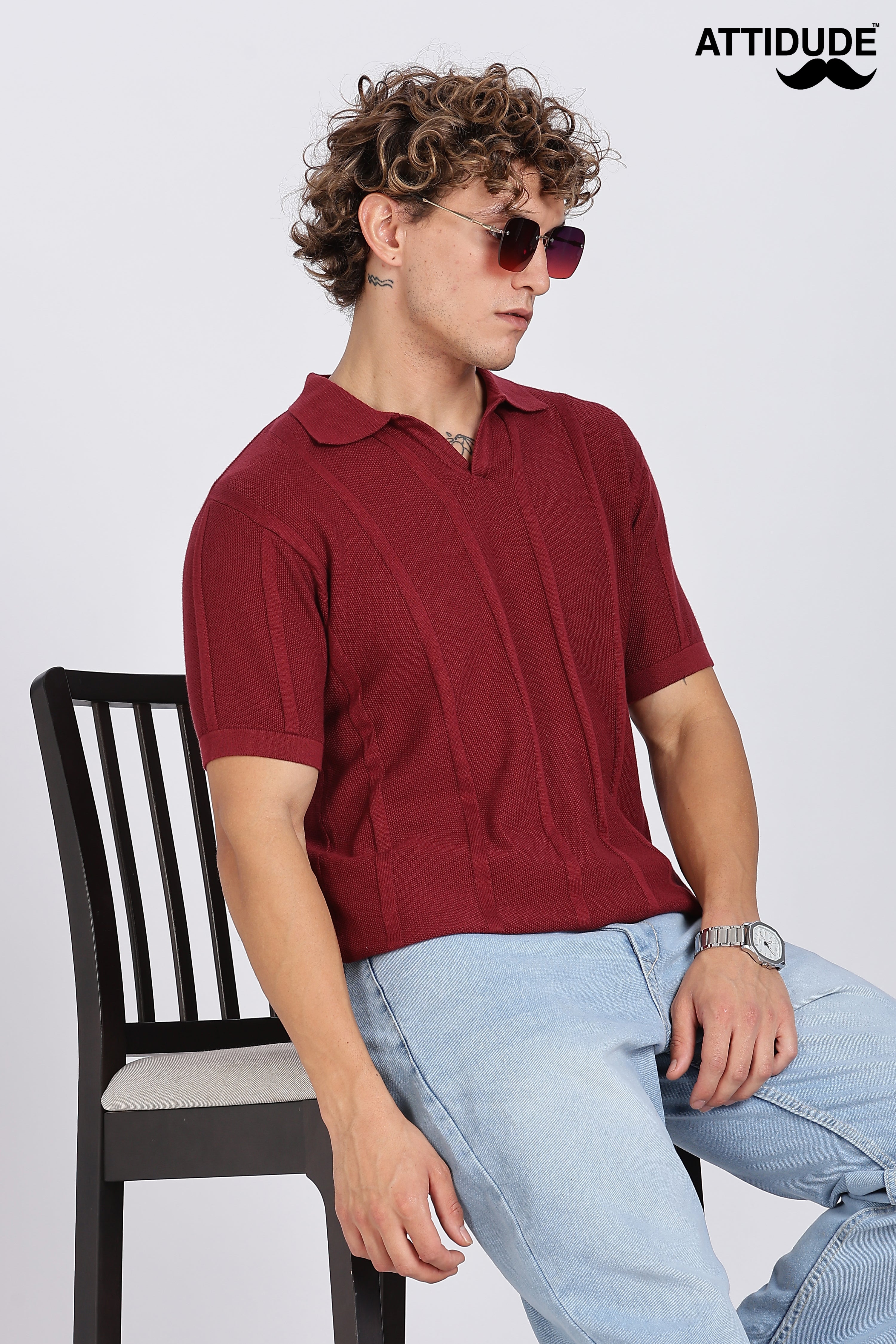 Maroon Urban Ribbed Knitted Polo