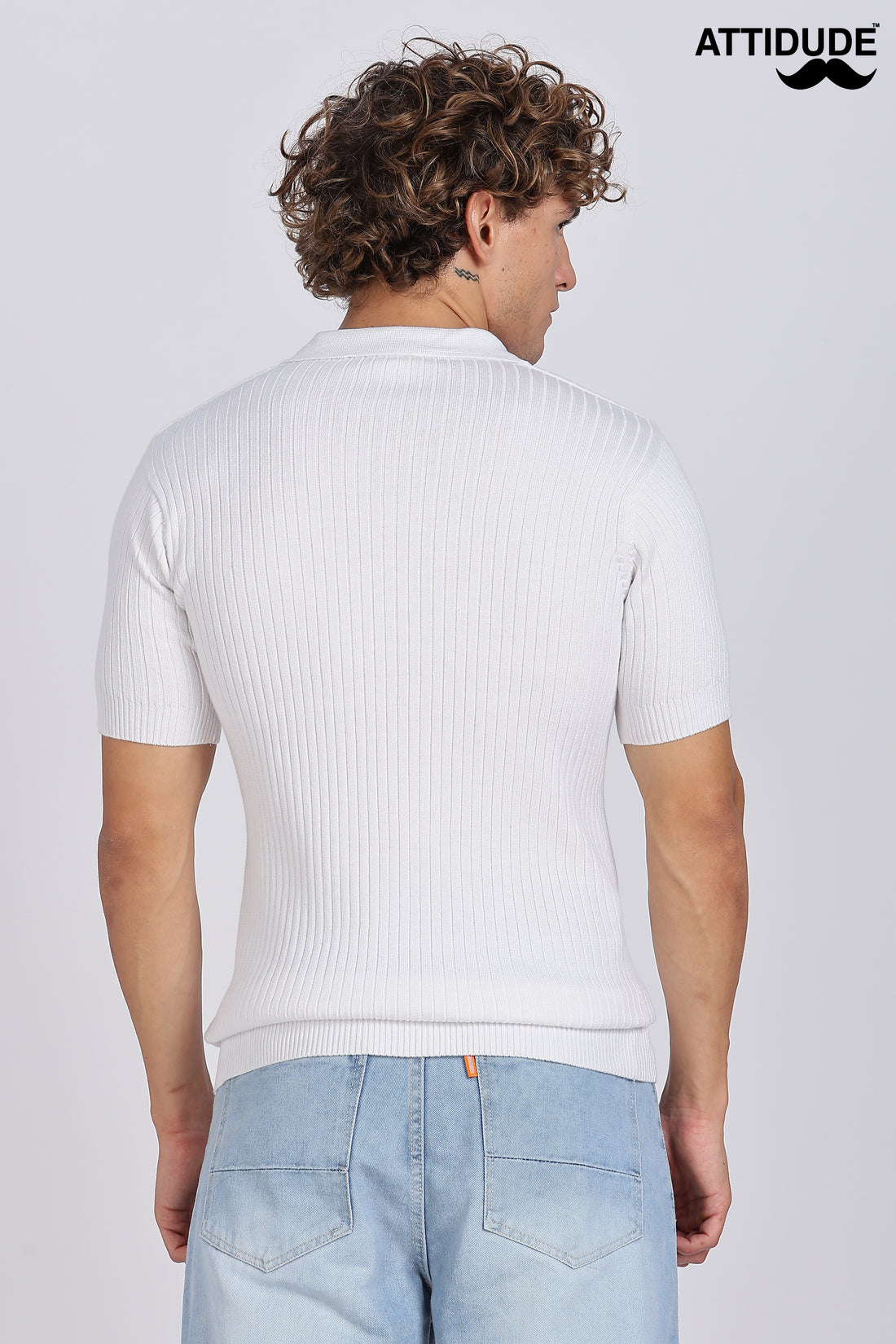White Heritage Ribbed knit Polo (Article B0263)