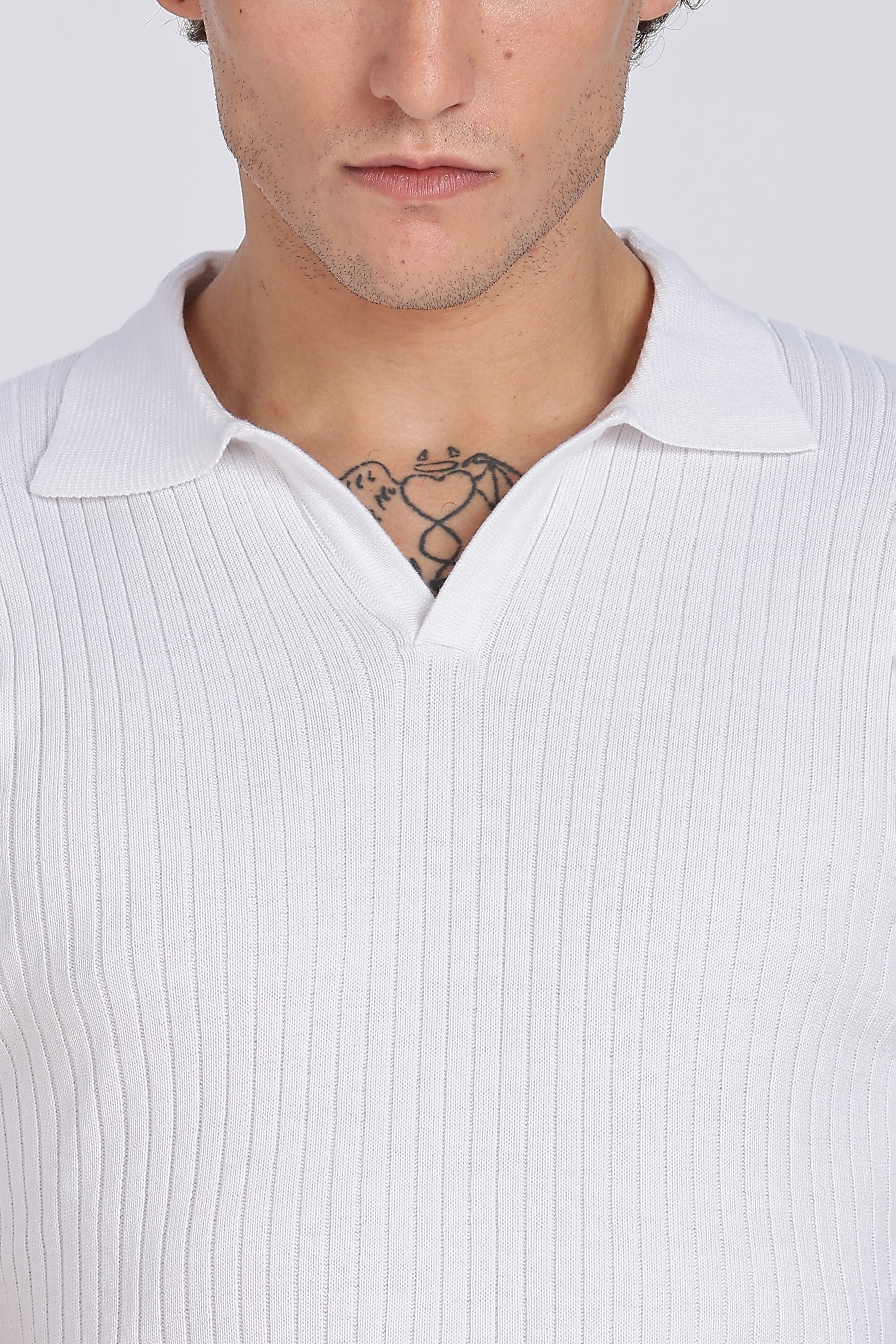 White Heritage Ribbed Knitted Polo
