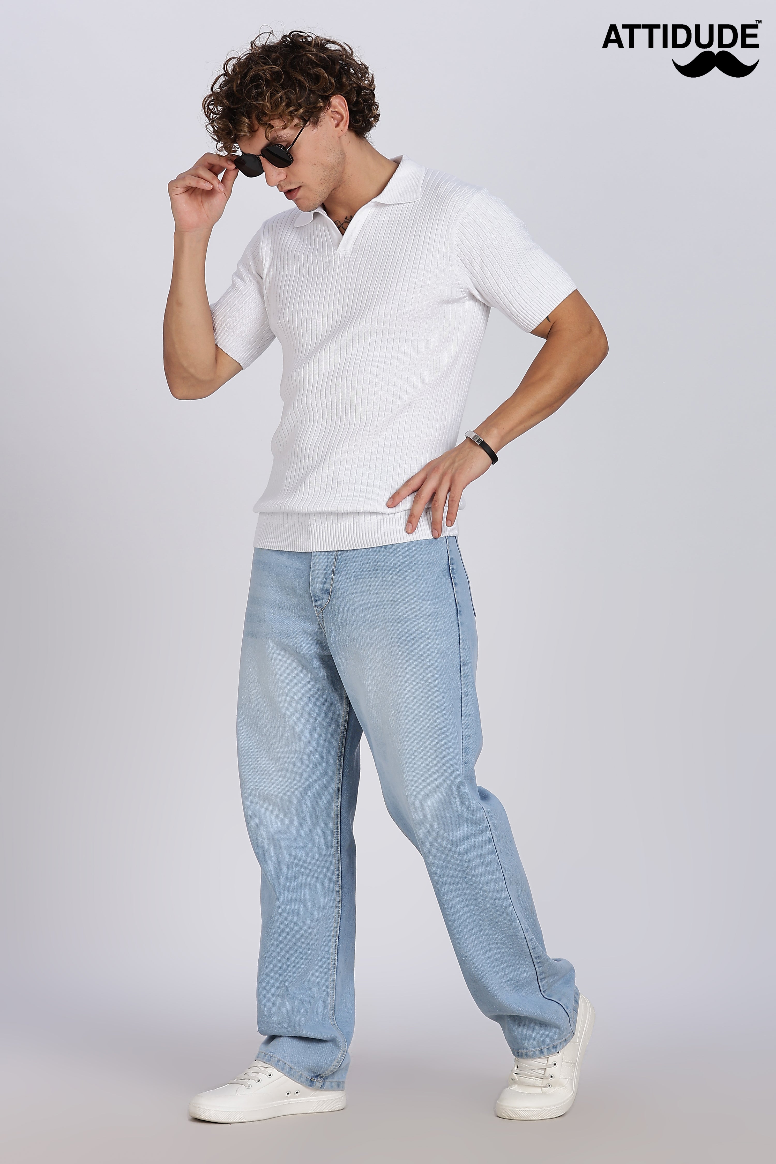 White Heritage Ribbed Knitted Polo