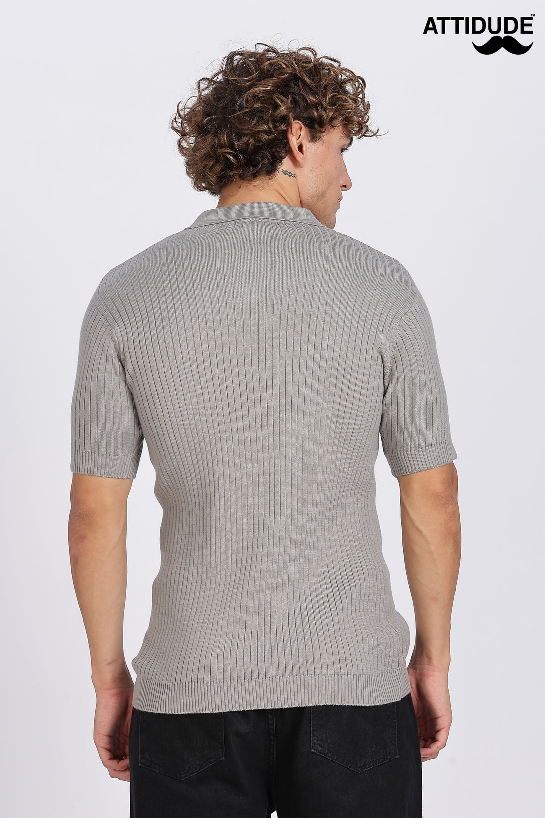 Grey Heritage Ribbed knit Polo (Article B0263)