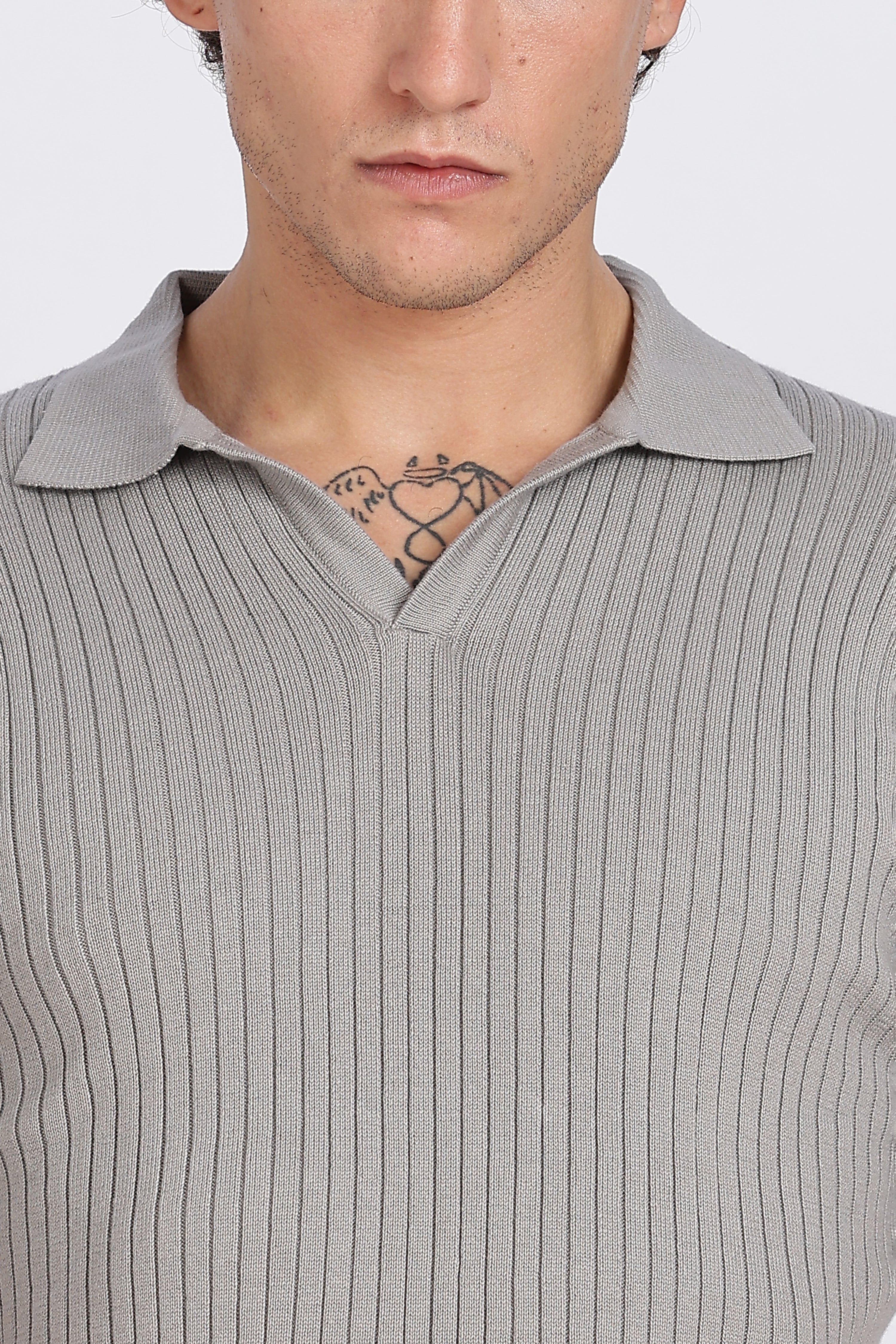 Grey Heritage Ribbed Knitted Polo