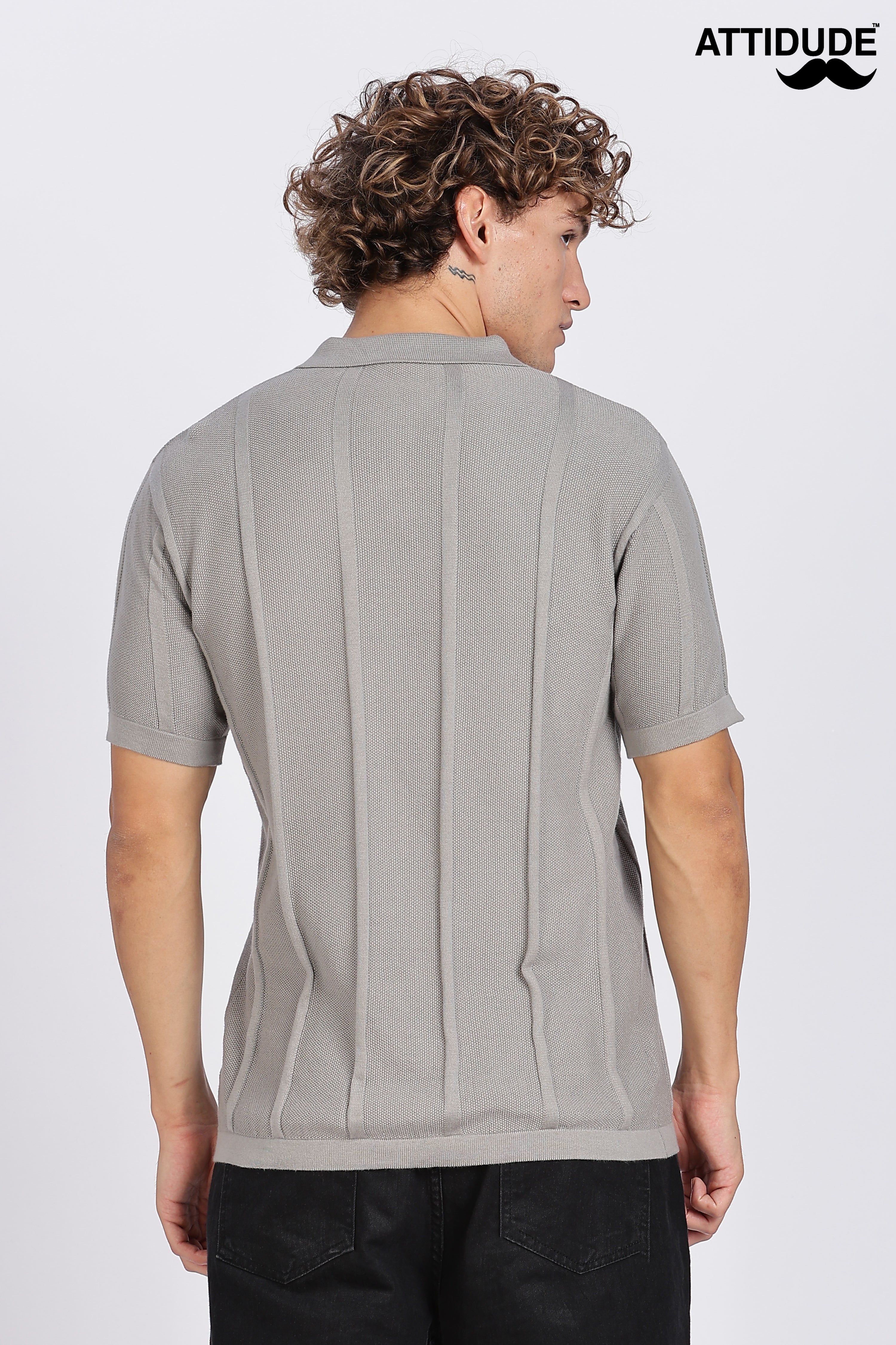 Dark Grey Urban Ribbed Knitted Polo