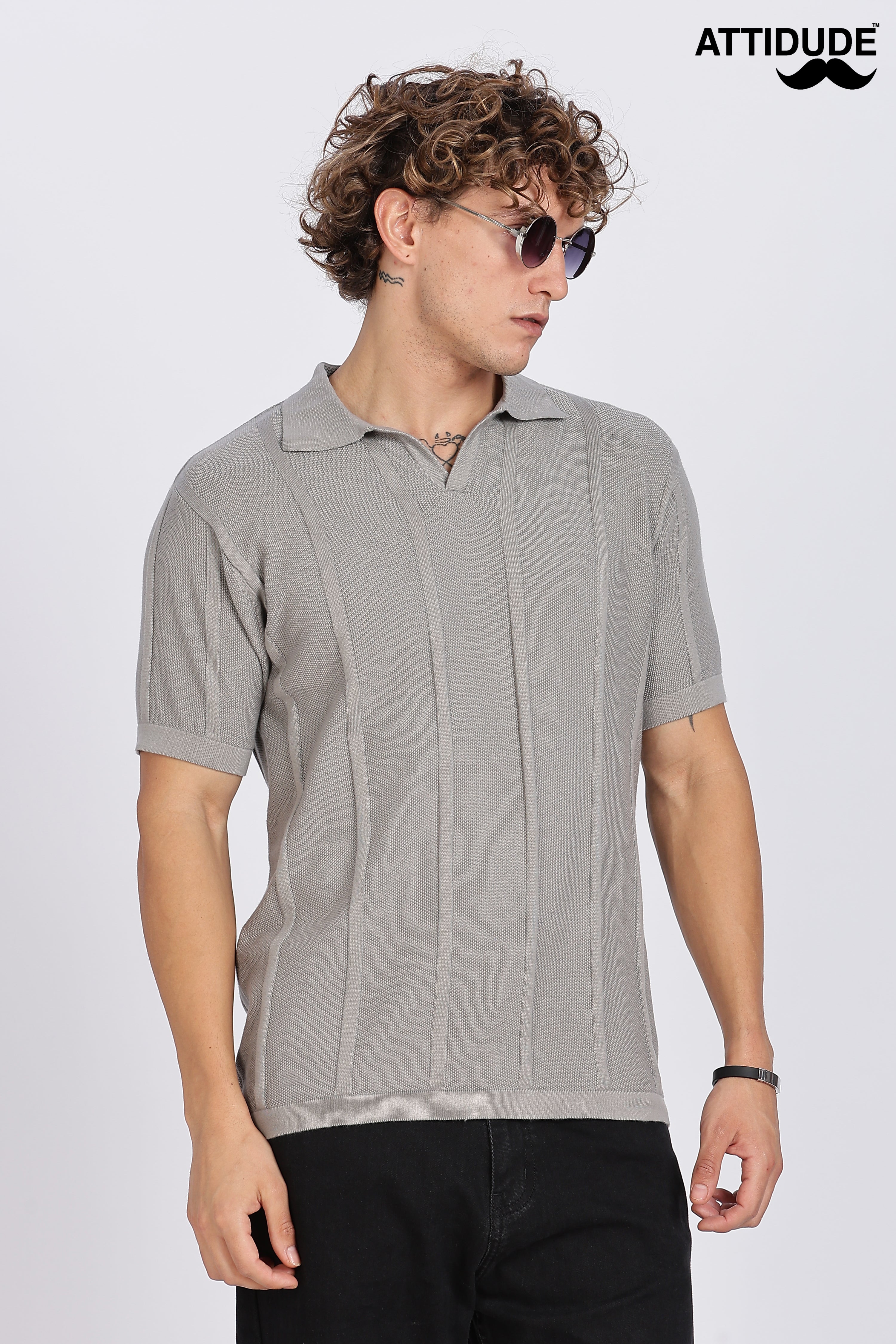 Dark Grey Urban Ribbed Knitted Polo