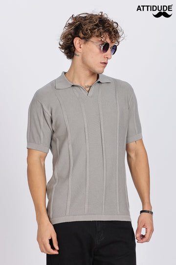 Dark Grey Urban Ribbed Knitted Polo