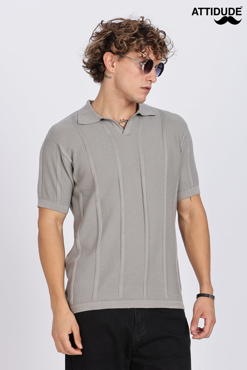 Dark Grey Urban Ribbed Knitted Polo