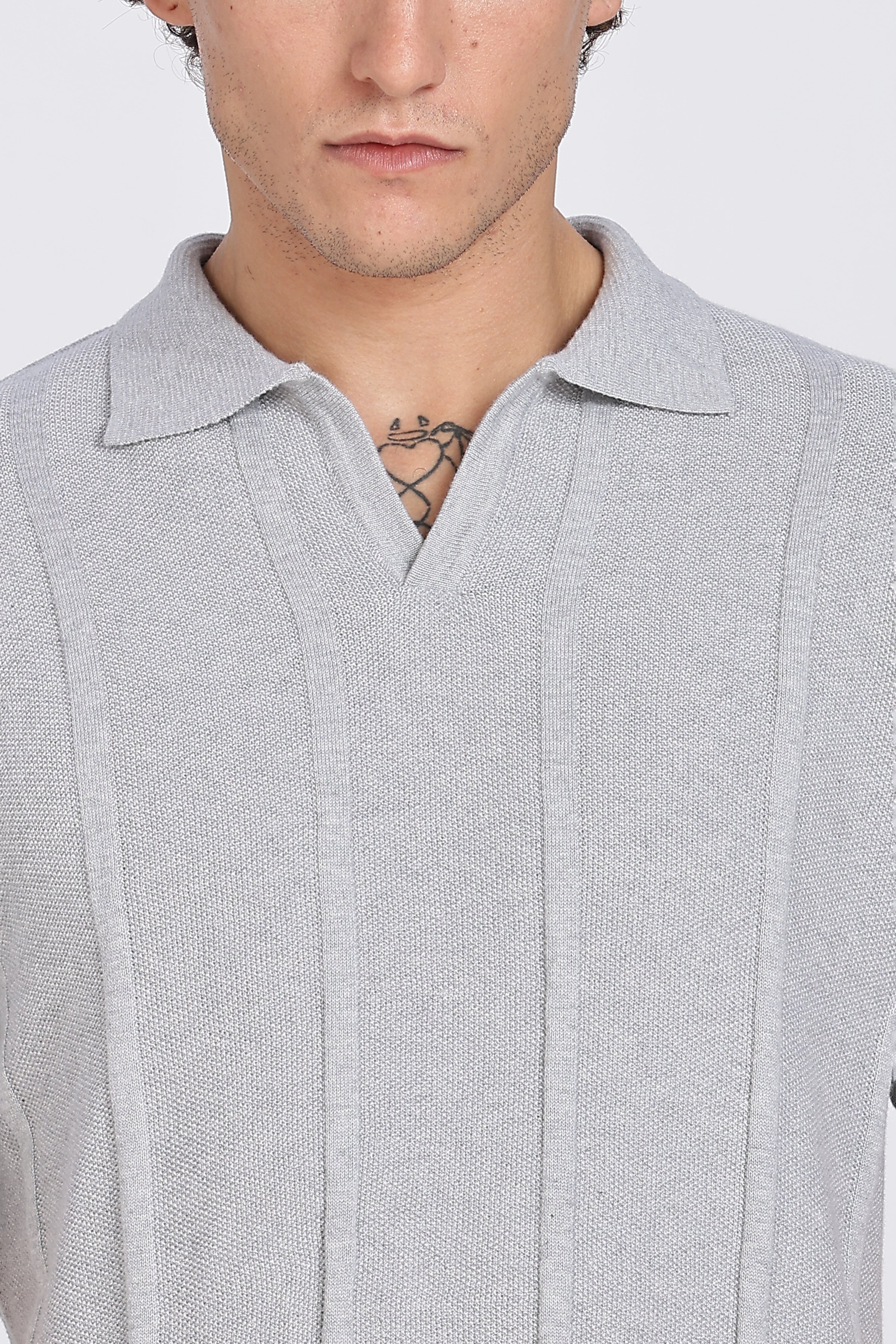 Light Grey Urban Ribbed Knitted Polo