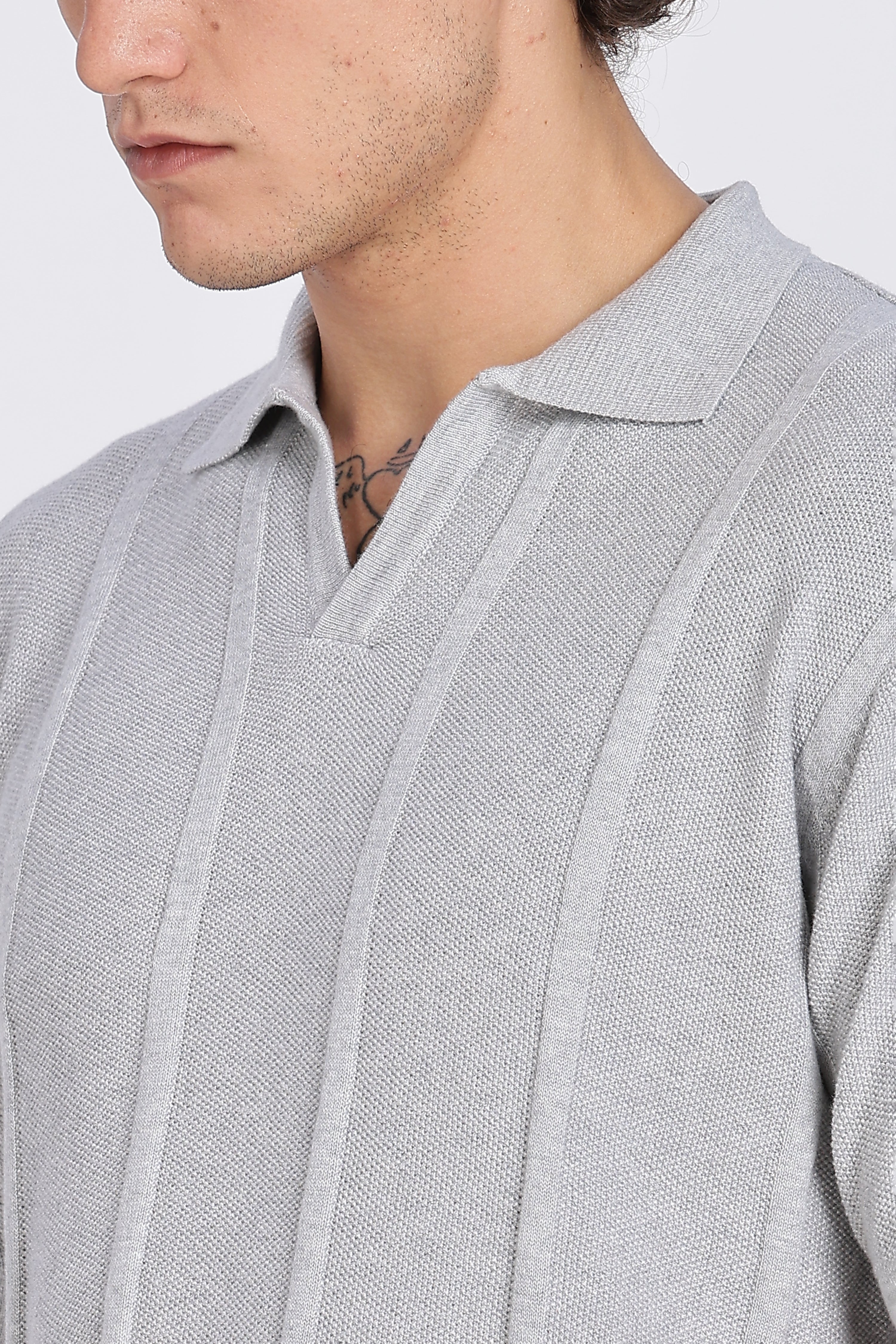 Light Grey Urban Ribbed Knitted Polo