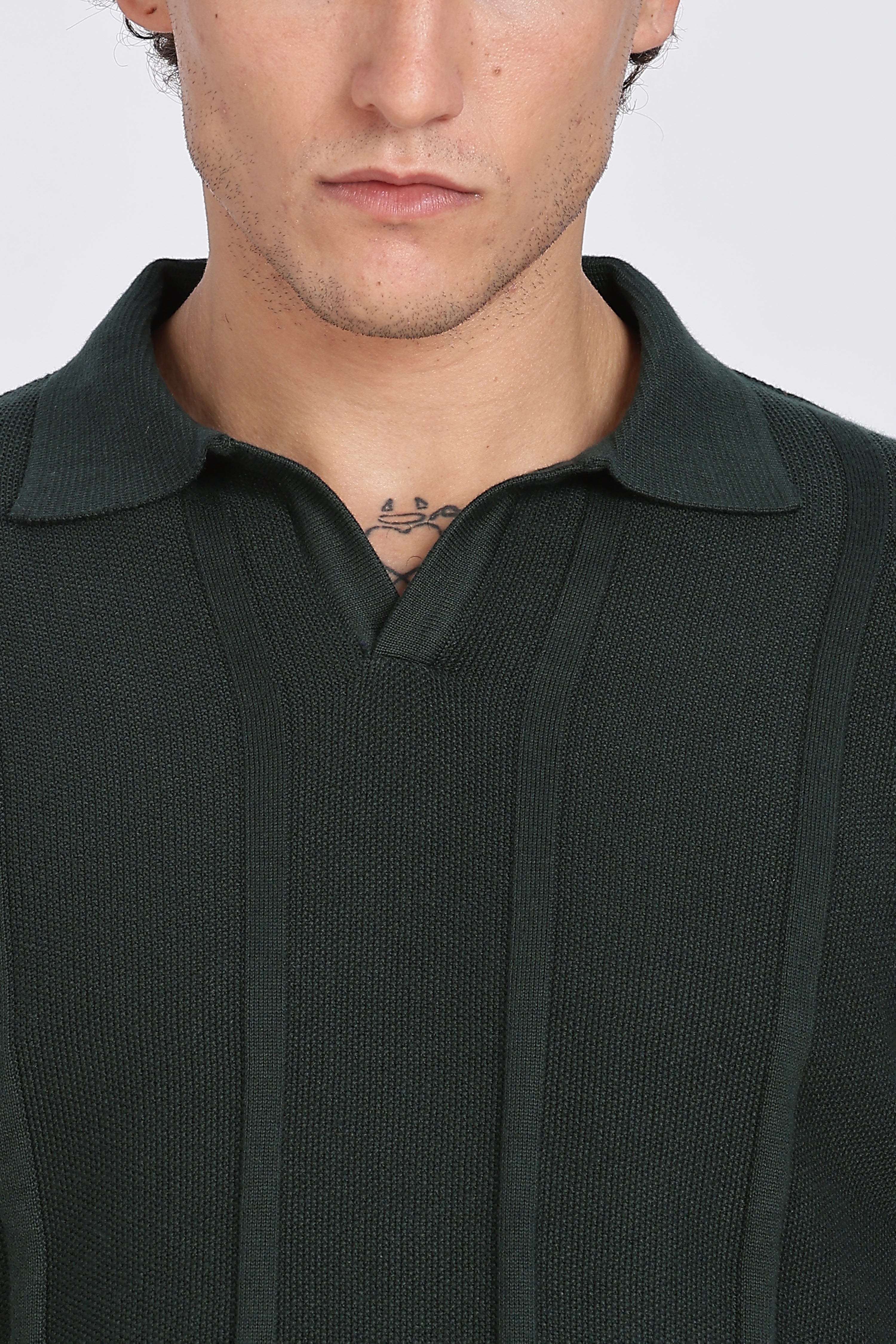 Dark Green Urban Ribbed Knitted Polo