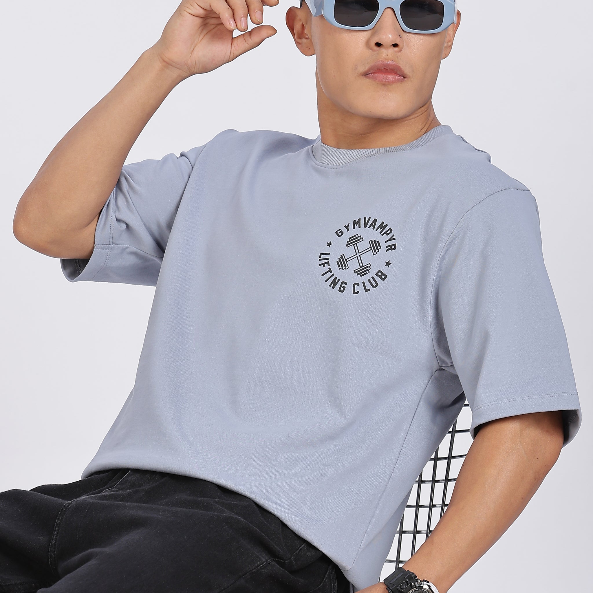 Gymvampyr Grey Drop Shoulder T-Shirt (Article B0289)