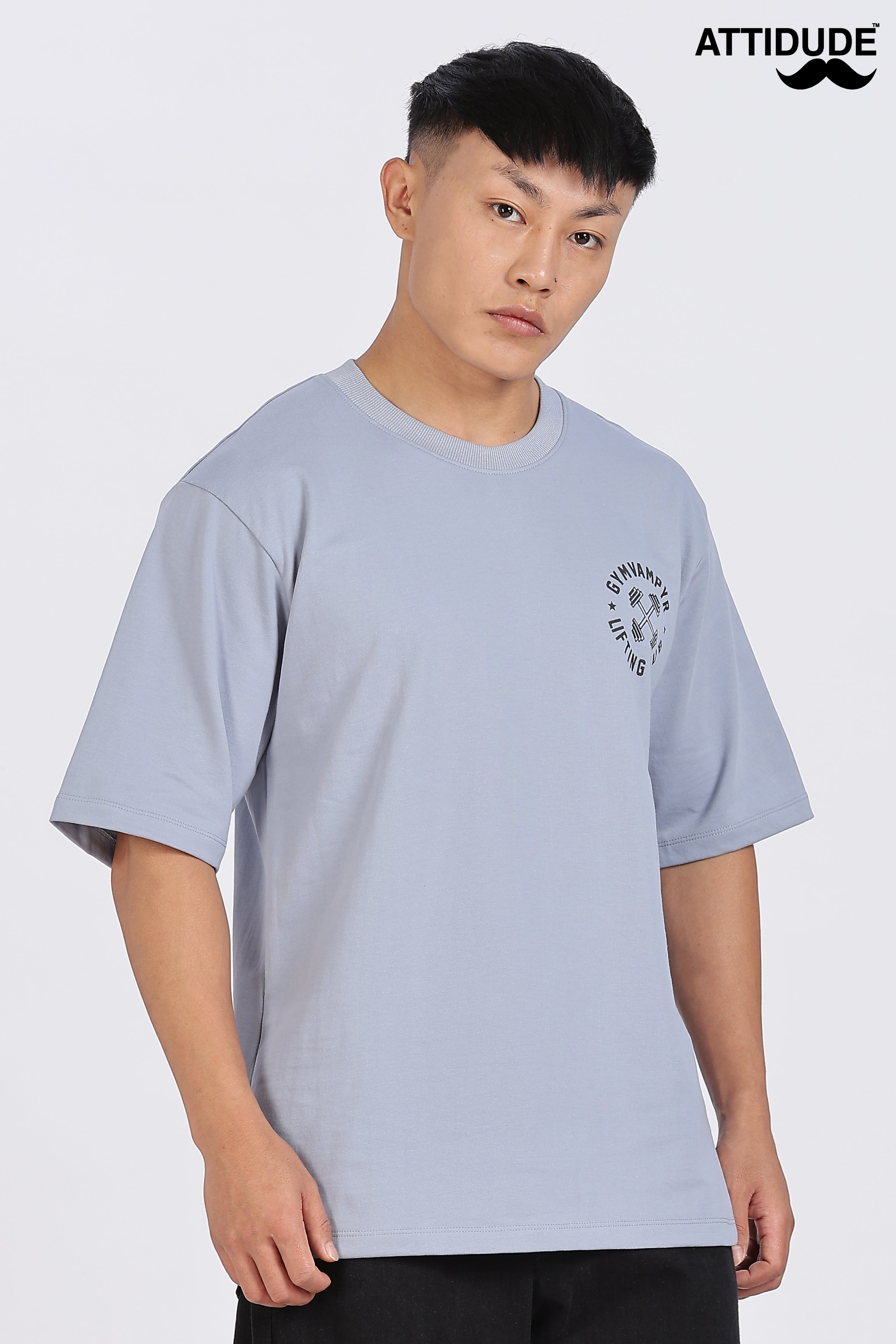 Gymvampyr Ash Blue Drop Shoulder T-Shirt