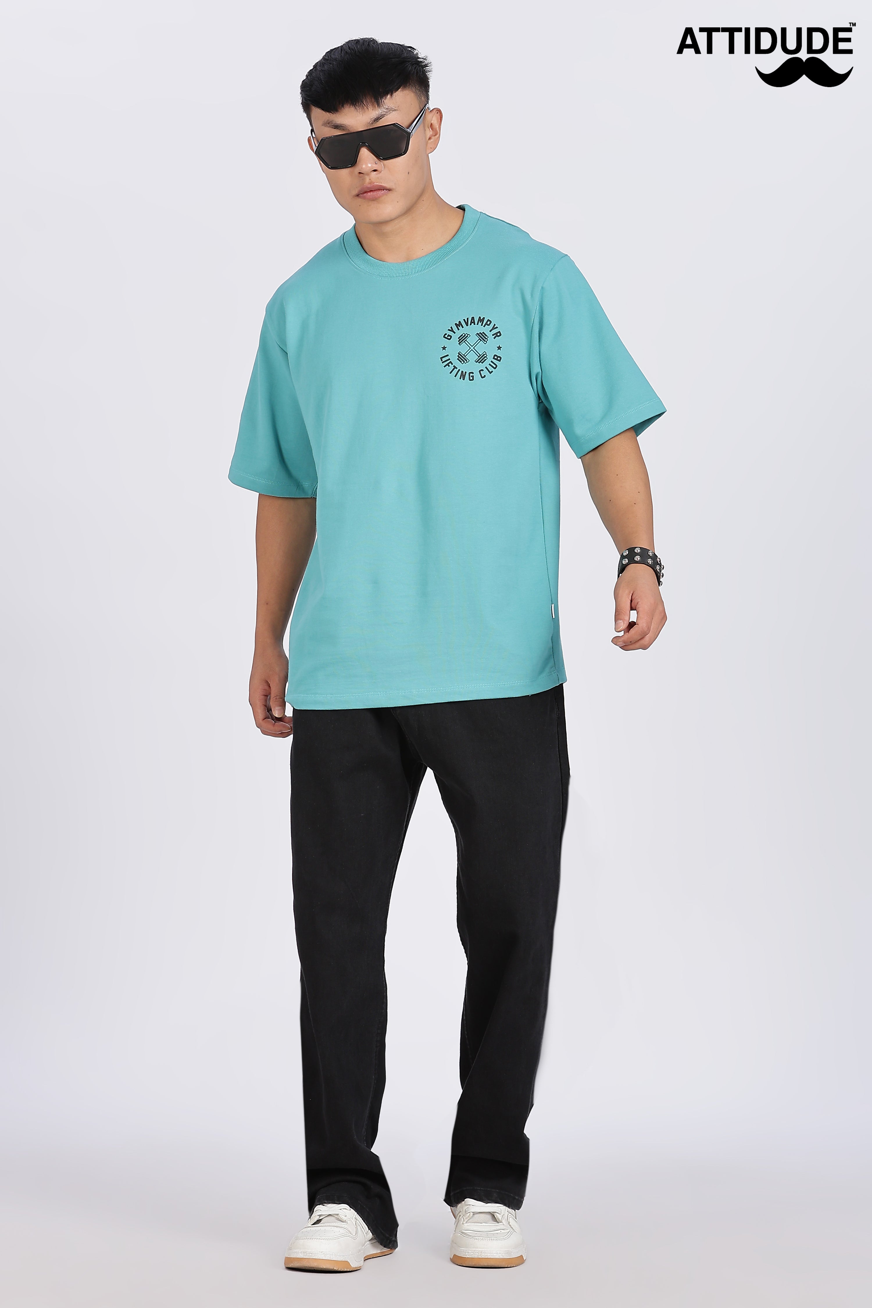 Gymvampyr Teel Green Drop Shoulder T-Shirt