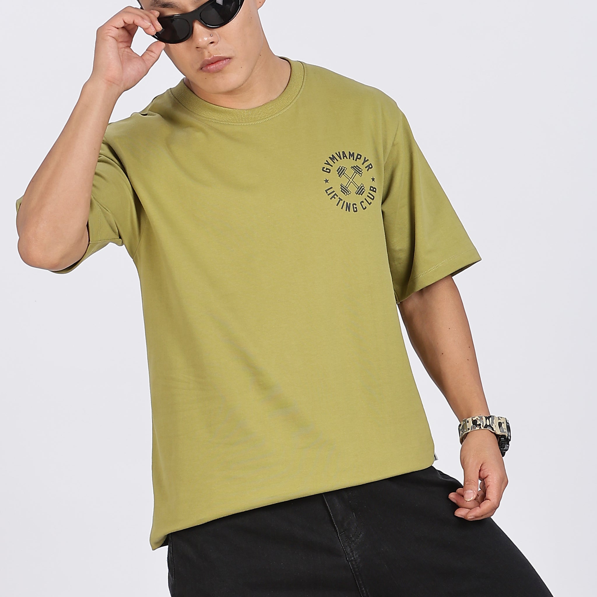 Gymvampyr Olive Drop Shoulder T-Shirt (Article B0289)