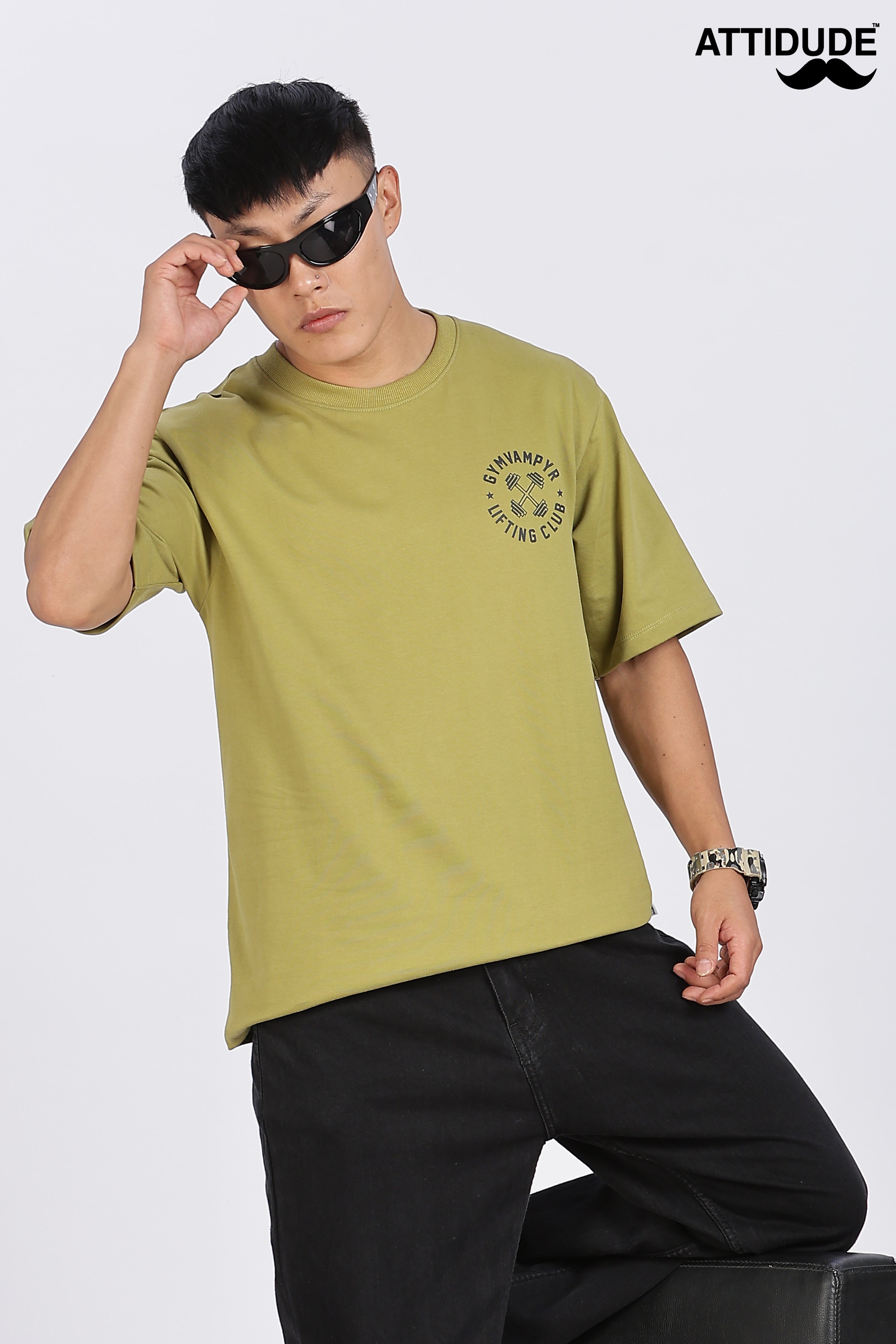 Gymvampyr Olive Drop Shoulder T-Shirt