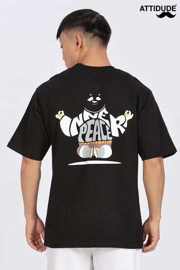 Inner Peace Black Drop Shoulder T-Shirt (Article B0289)