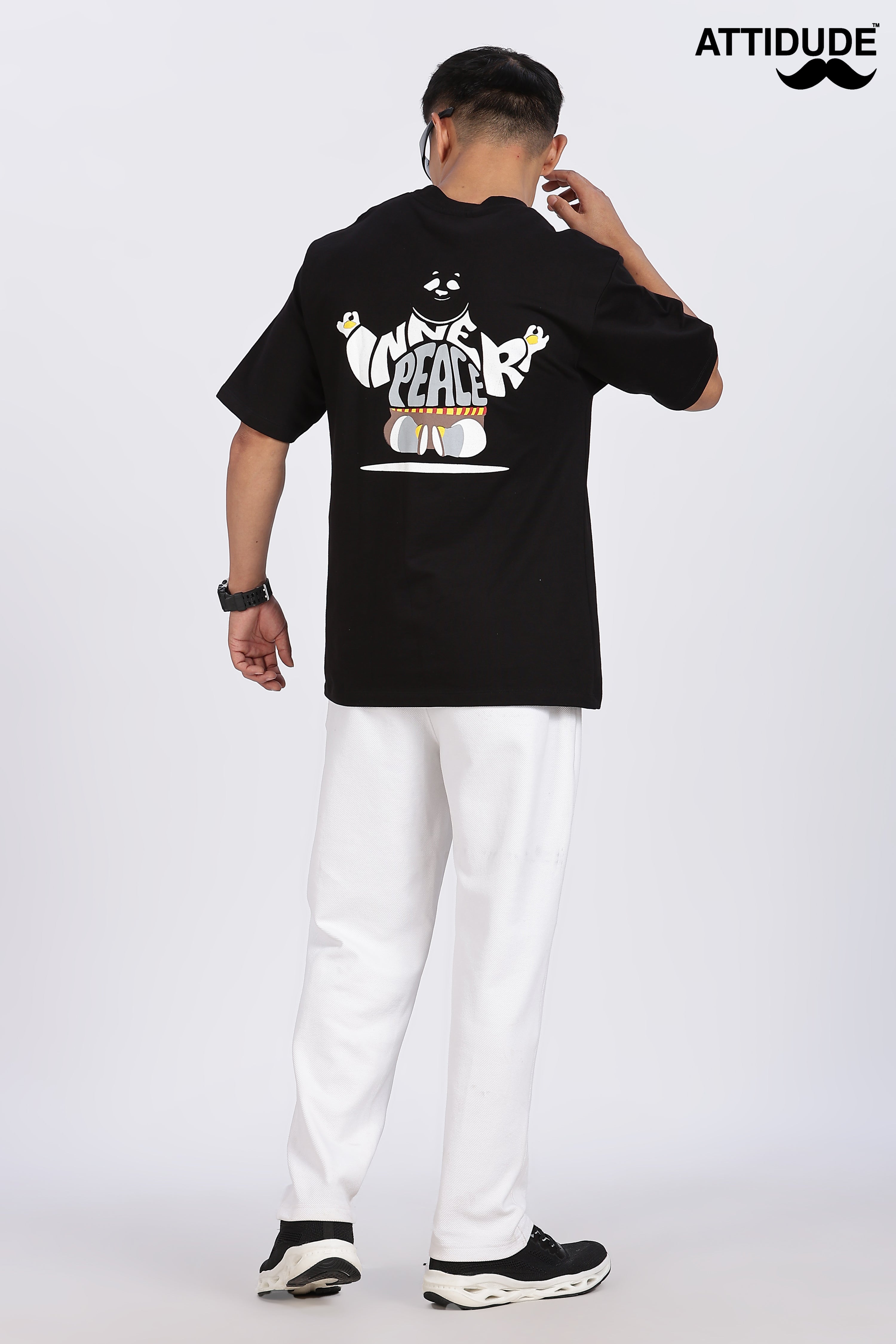 Inner Peace Black Drop Shoulder T-Shirt