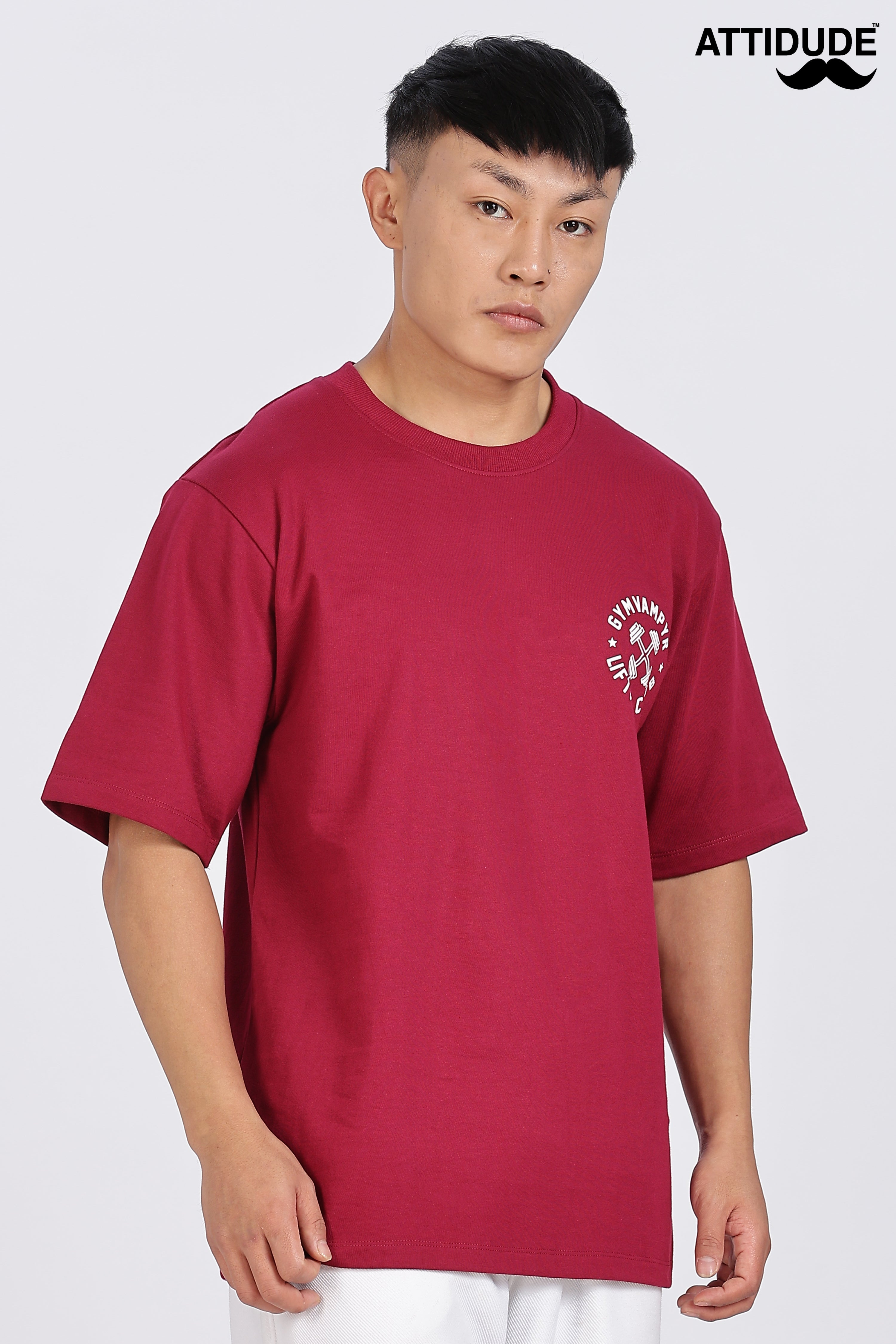 Gymvampyr Red Drop Shoulder T-Shirt