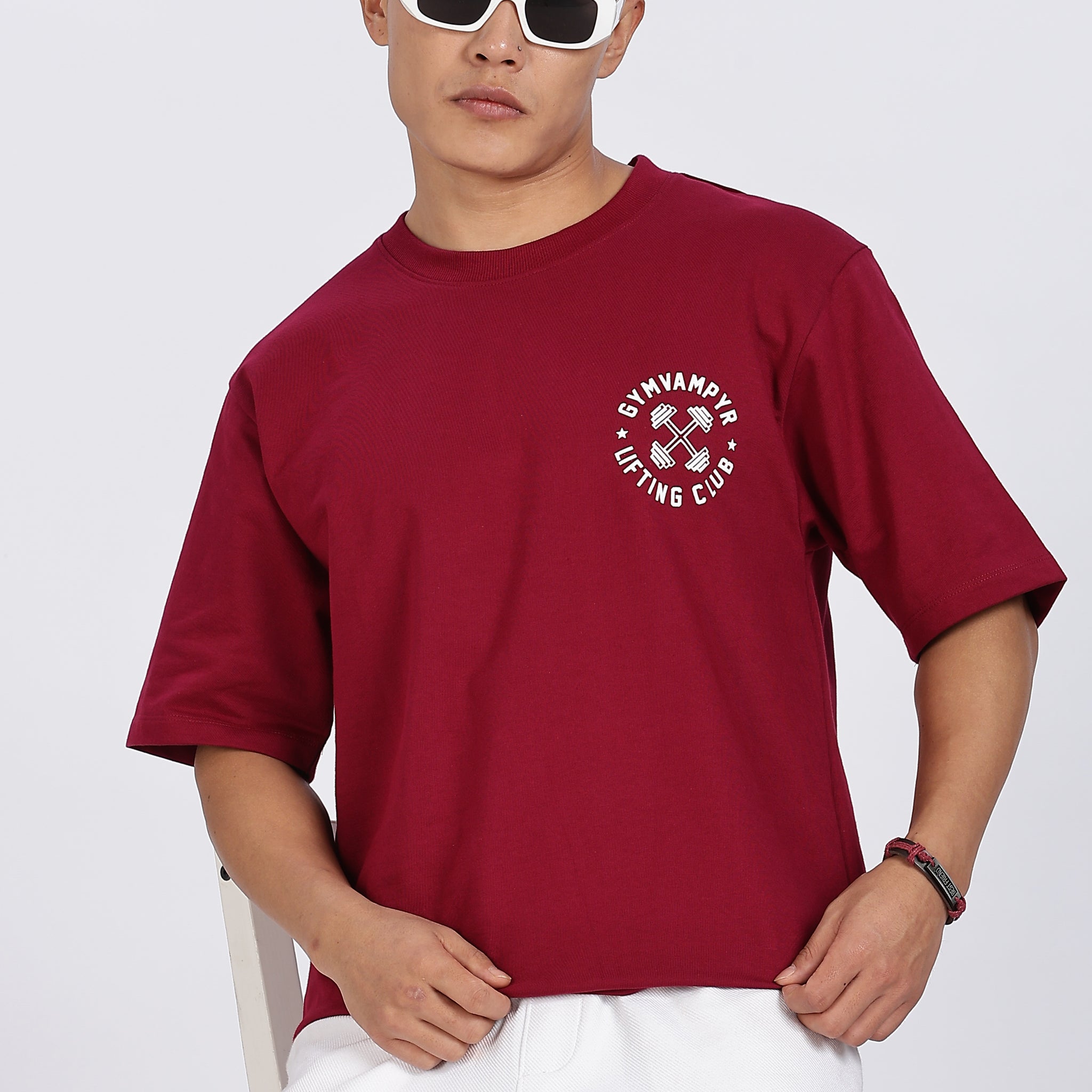 Gymvampyr Red Drop Shoulder T-Shirt (Article B0289)