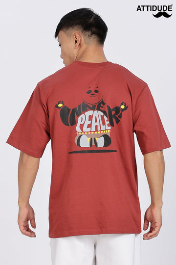 Inner Peace Red Drop Shoulder T-Shirt