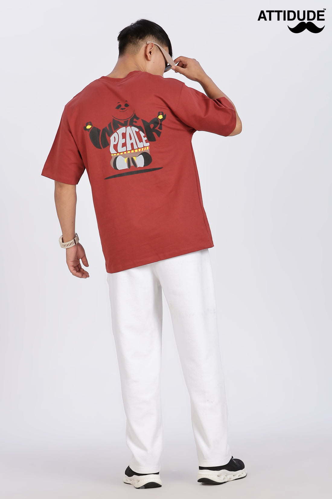 Inner Peace Red Drop Shoulder T-Shirt (Article B0289)