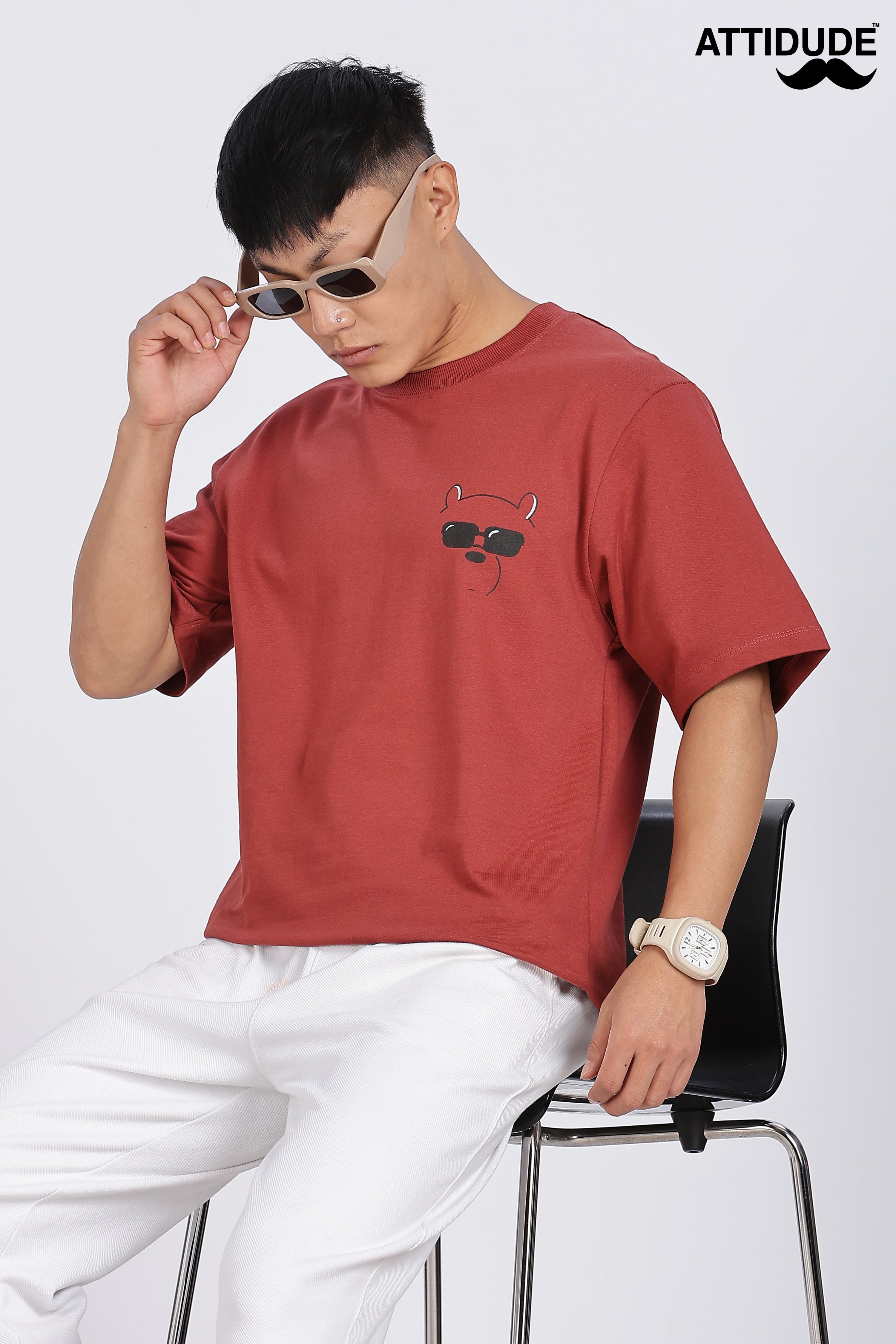 Inner Peace Red Drop Shoulder T-Shirt