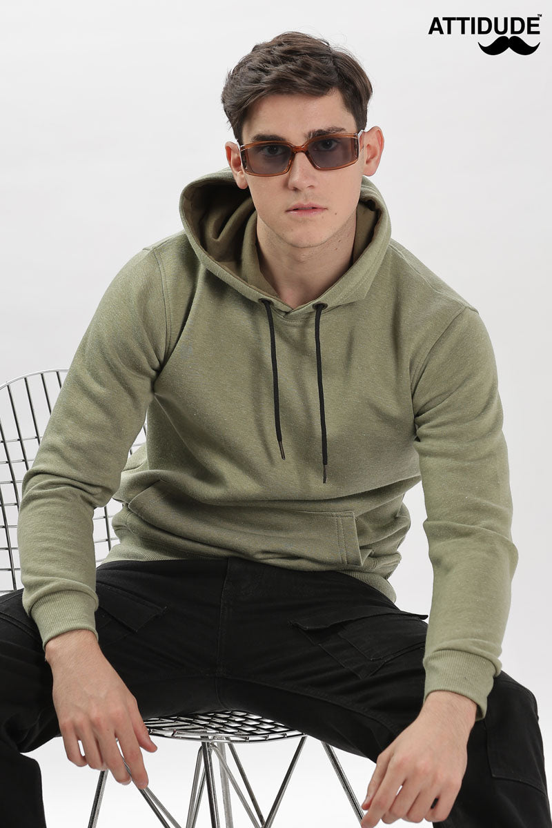 Stylish Olive Green Pullover Hoodie