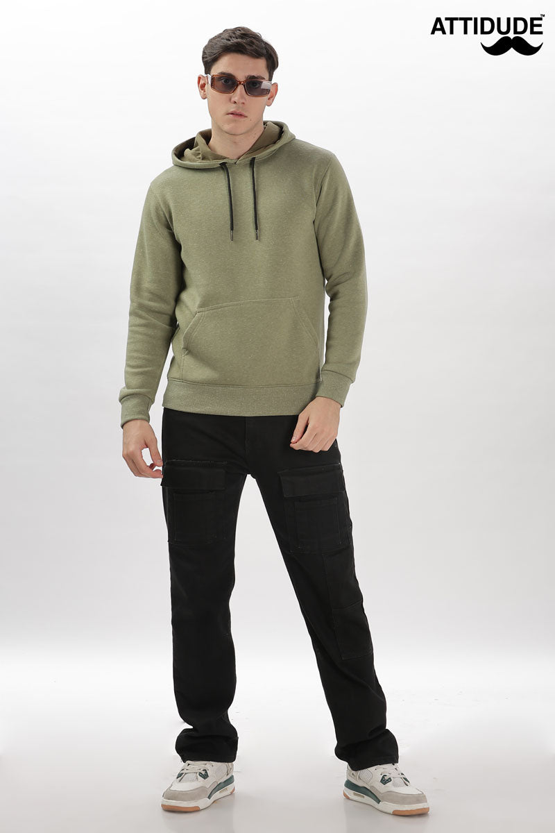 Stylish Olive Green Pullover Hoodie