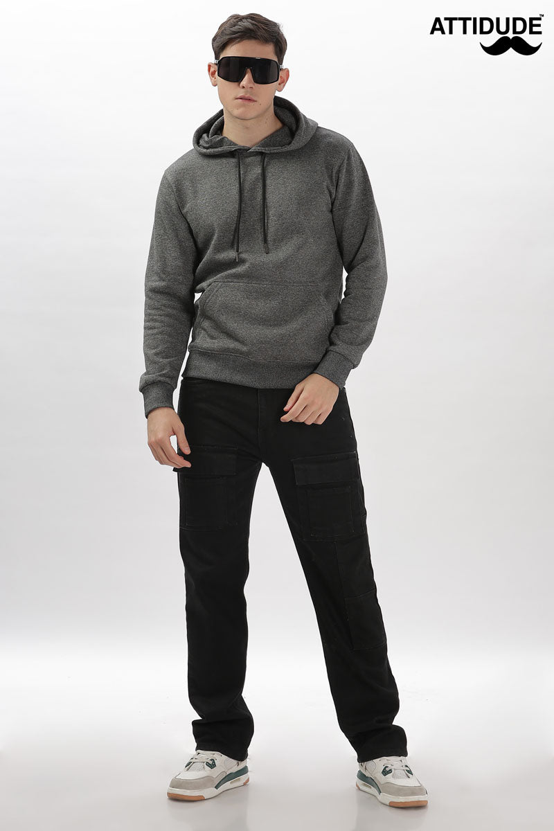Elegant Dark Grey Pullover Hoodie