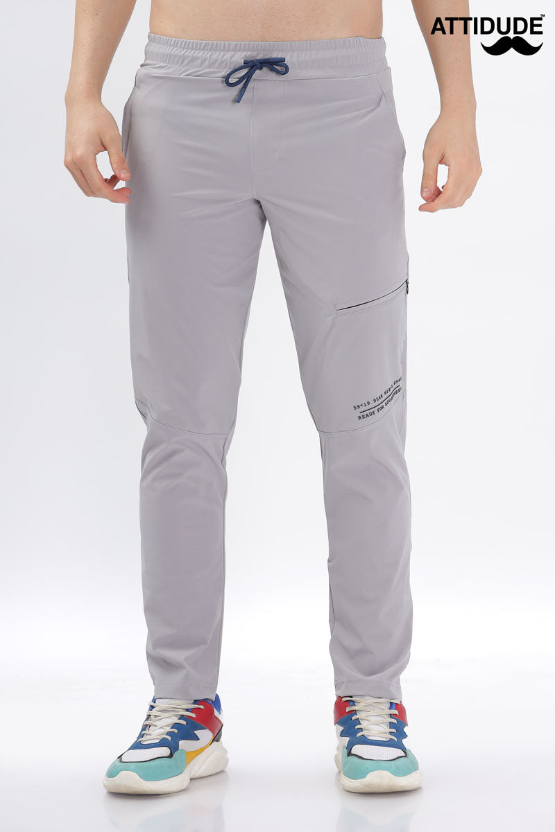Light Grey Jogger Pants with Blue Adjustable Drawstring
