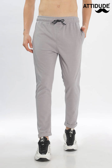 Light Grey Jogger Pants with Elastic Drawstring Waist