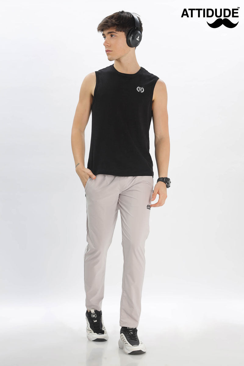 Off-White Jogger Pants with Elastic Drawstring Waist