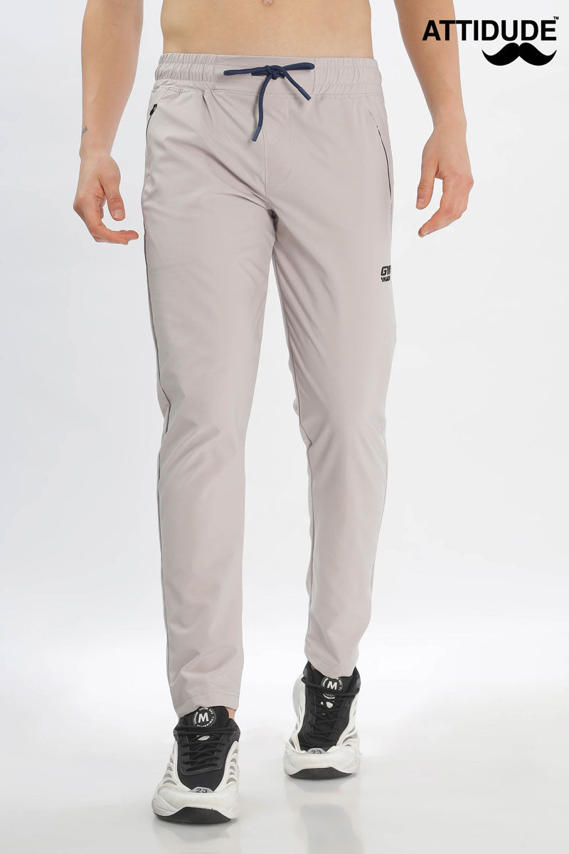Off-White Jogger Pants with Elastic Drawstring Waist
