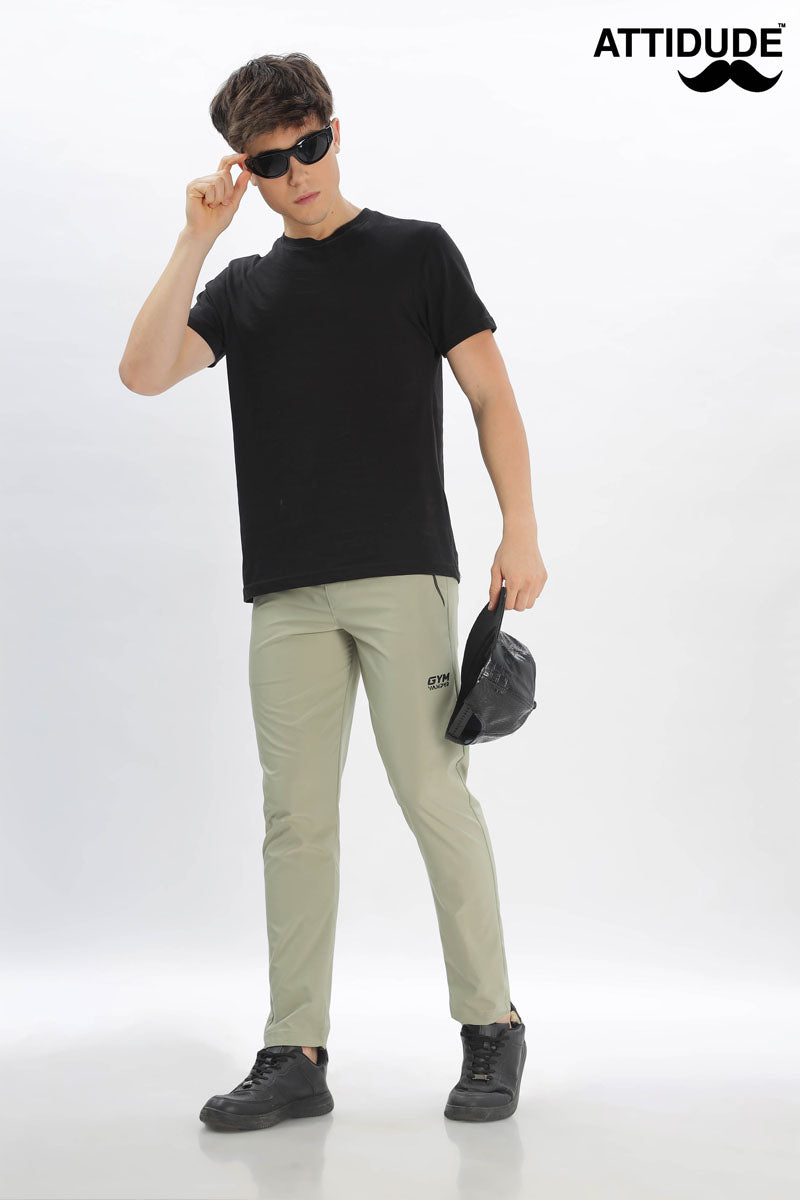 Sage Green Slim-Fit Jogger Pants with Adjustable Drawstring Waist