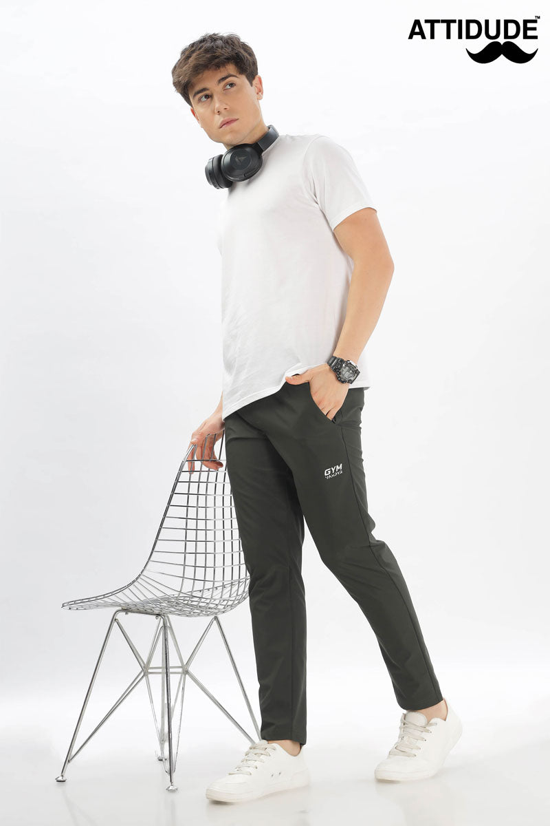 Olive Green Jogger Pants with Elastic Drawstring Waist