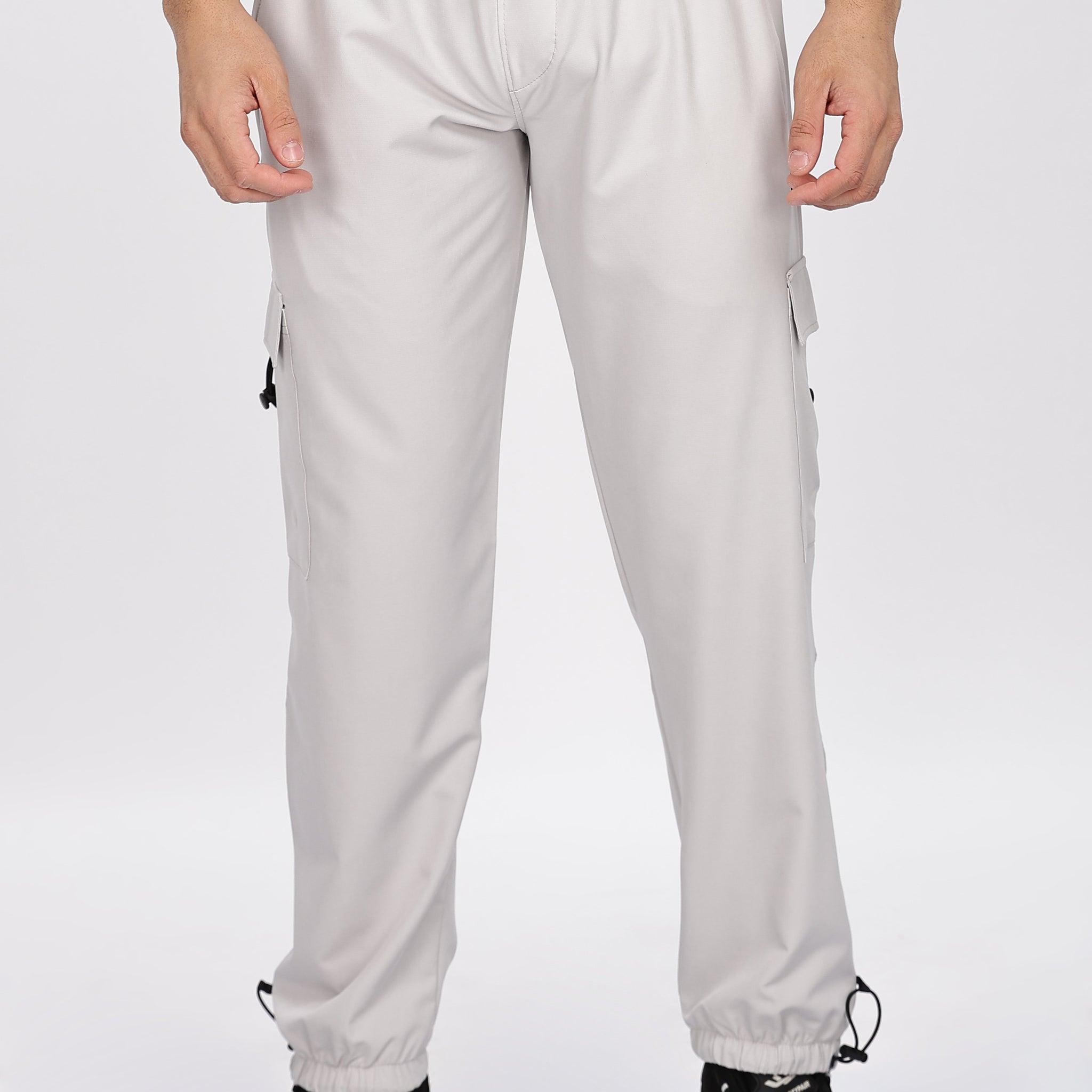 Minimalist Light Grey Cargo Jogger Pants