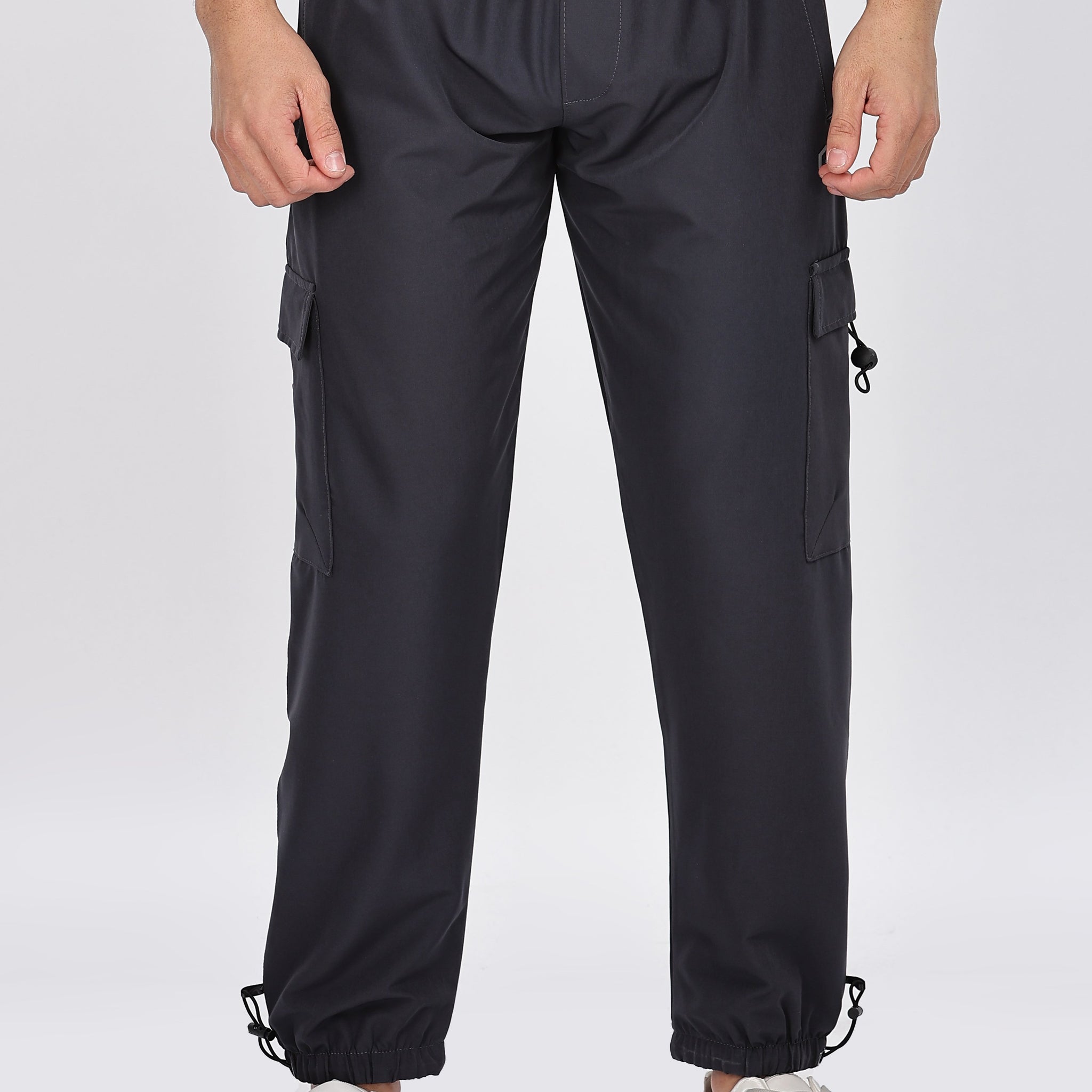 Magenta Black Cargo Jogger Pants with Elastic Cuffs