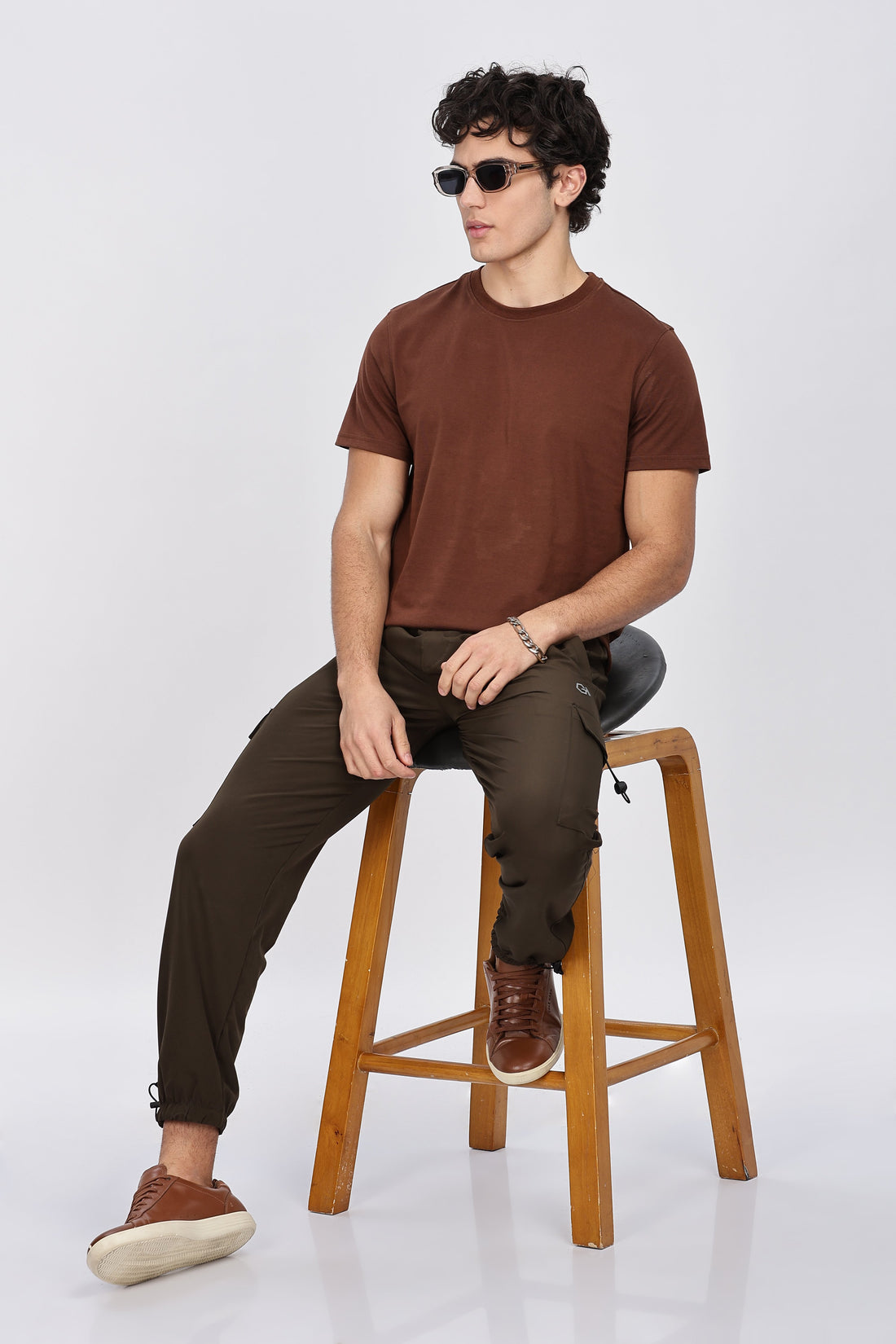 Brown Relaxed Fit Cargo Joggers