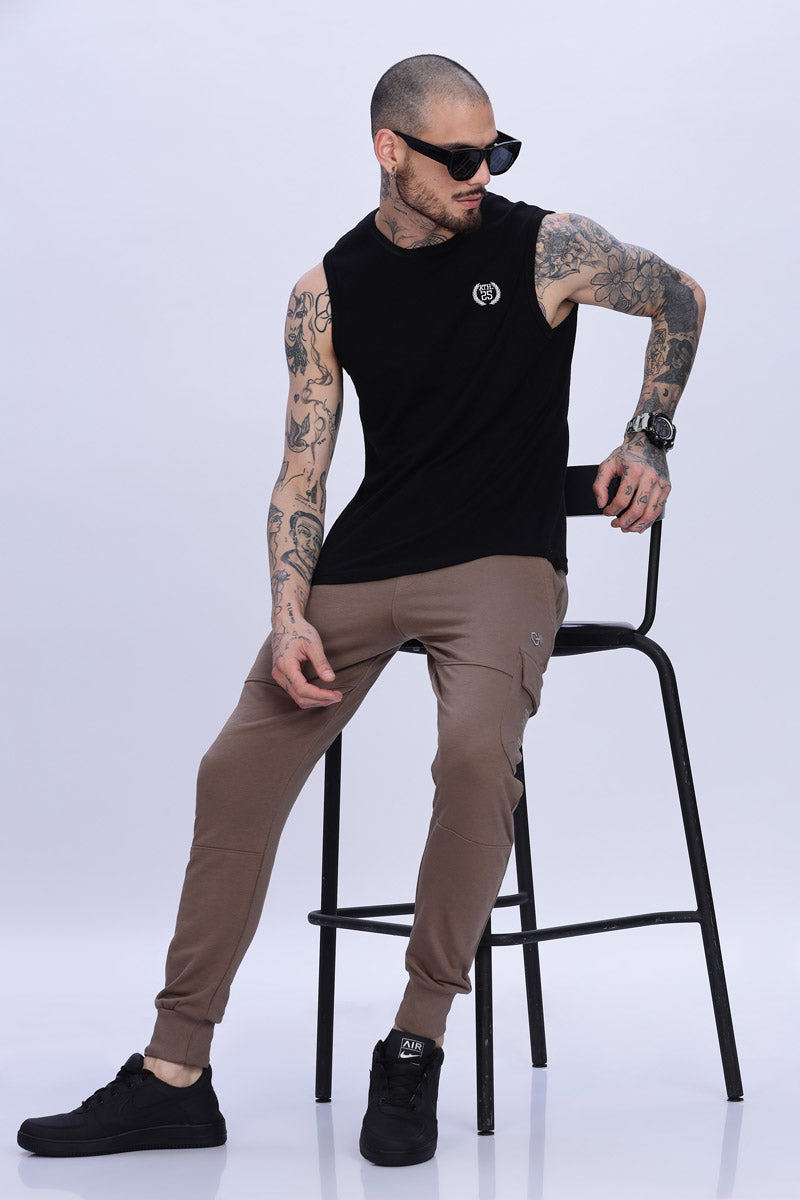 Rugged Mocha Brown Cargo Joggers