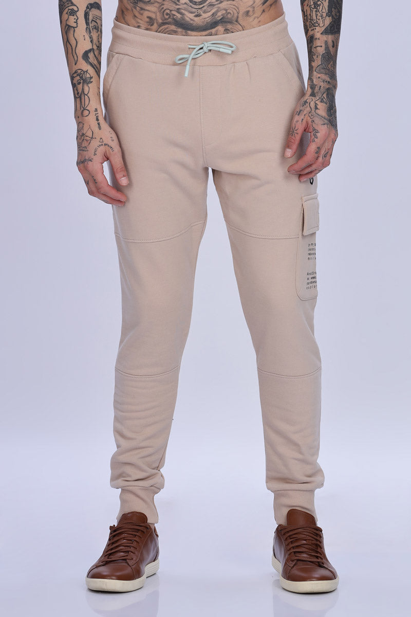 Contemporary Light Beige Drawstring Joggers