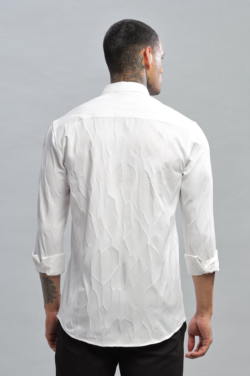 white wave Textured long sleeve shirt