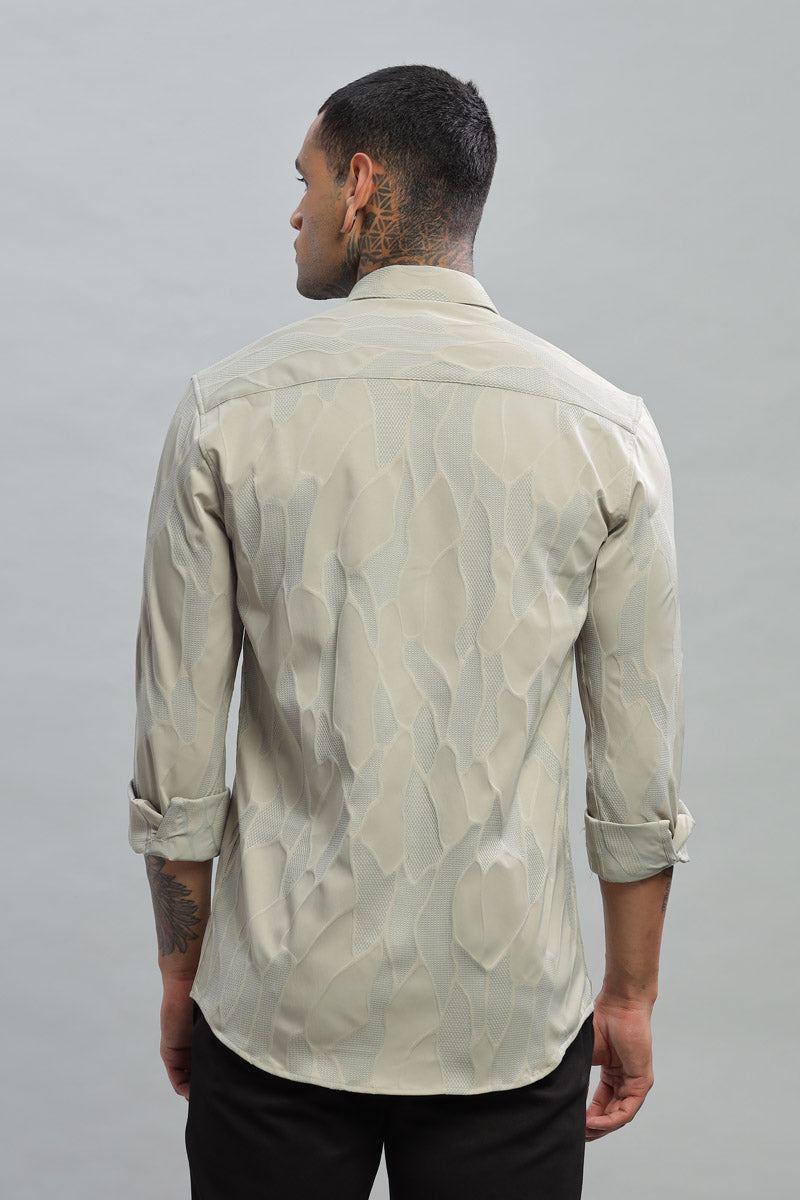 BeigeWave Textured Long Sleeve Shirt