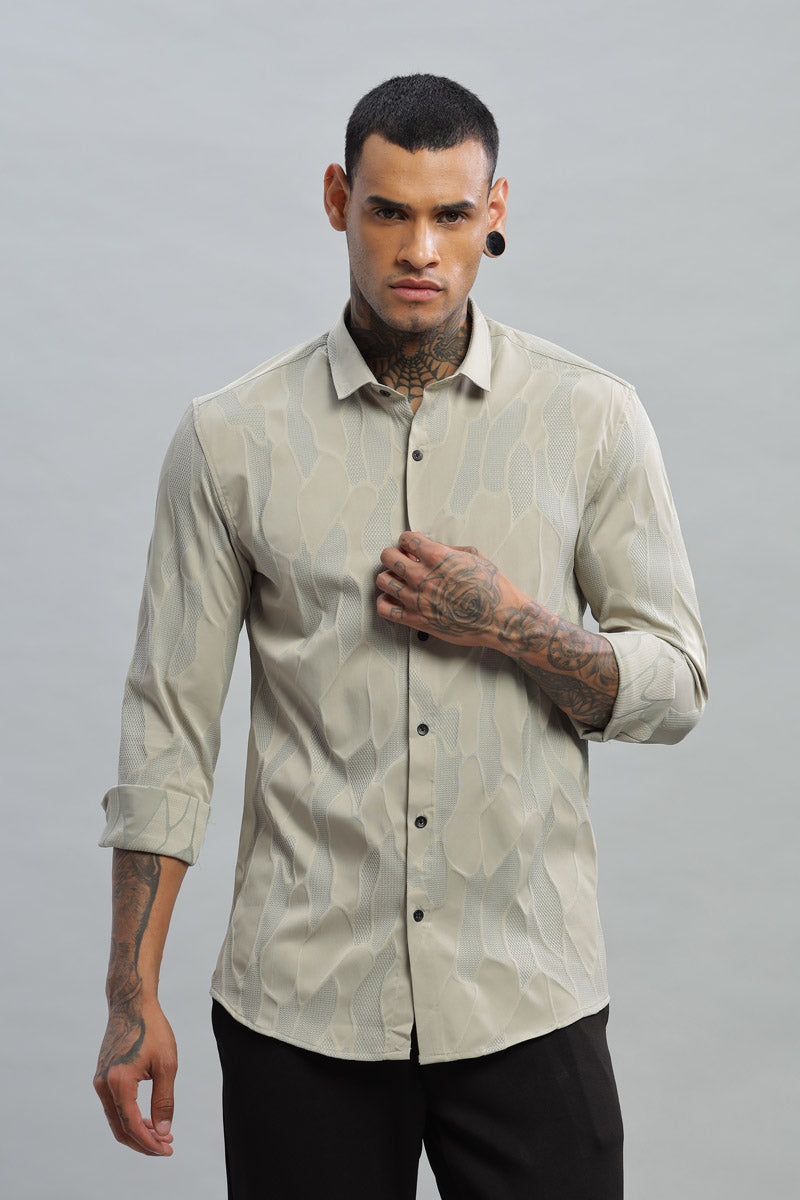 BeigeWave Textured Long Sleeve Shirt