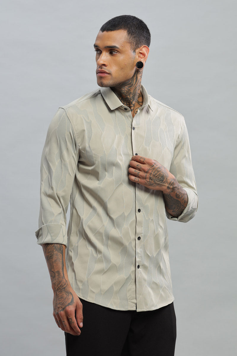 BeigeWave Textured Long Sleeve Shirt