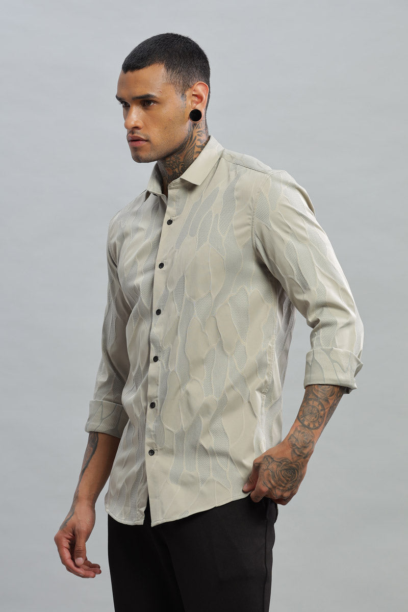 BeigeWave Textured Long Sleeve Shirt
