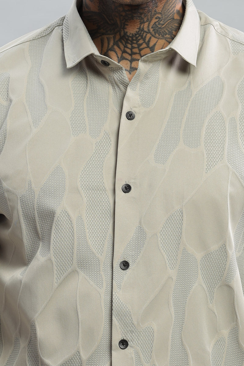 BeigeWave Textured Long Sleeve Shirt