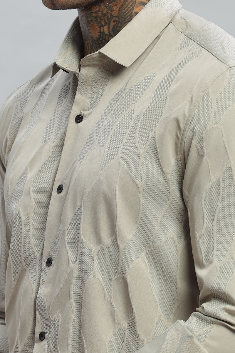 BeigeWave Textured Long Sleeve Shirt